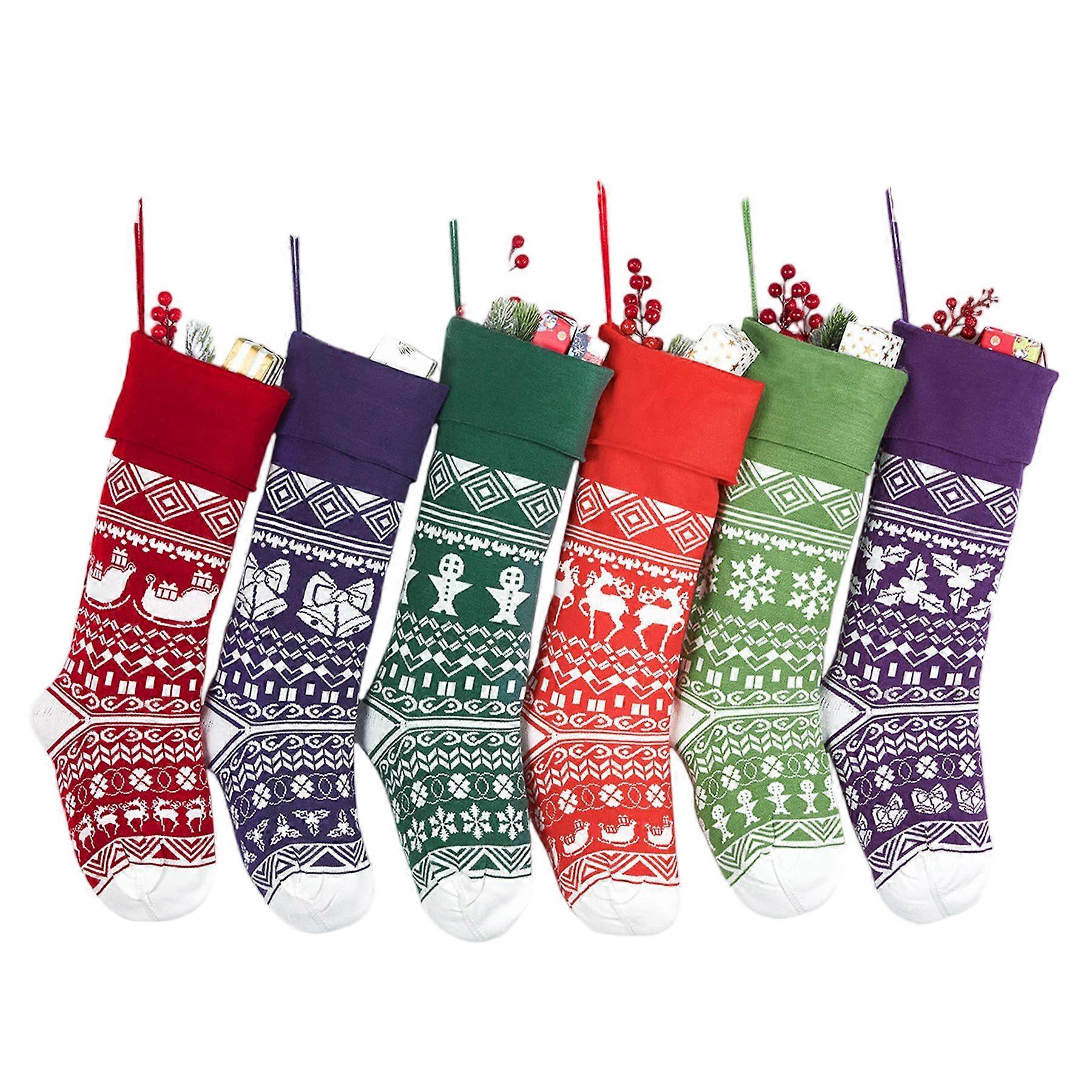 Christmas Knitted Sock Bags, 18 Inches, Multicolor, Suitable for Multiple Festivals