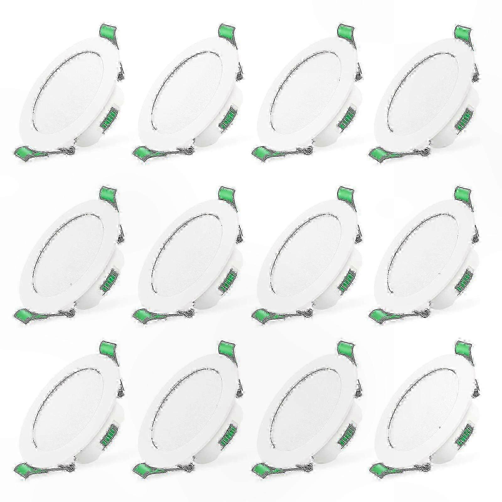12-Pack Slim 7W LED Downlights for Ceiling Spot Lighting, White Finish
