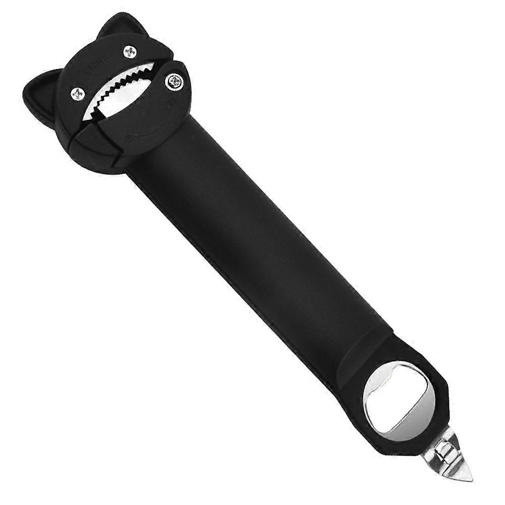 Magnetic Can Opener Telescopic Bottle Opener Multi-Function Cap Opener Anti-Slip Manual Cap Screwer Black
