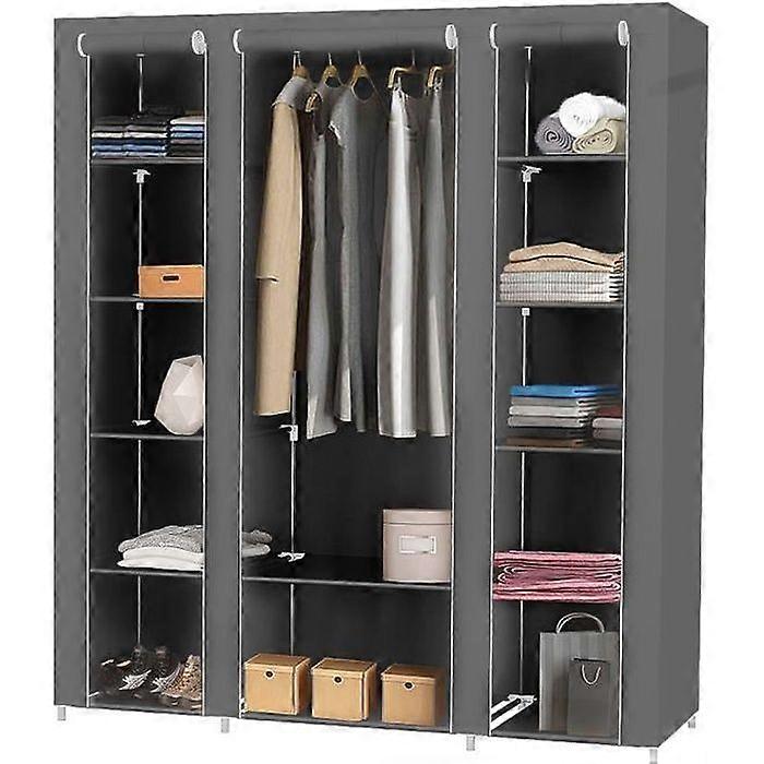 Grey Wardrobe - Portable Modular Storage - DIY Storage Shelves for Clothes