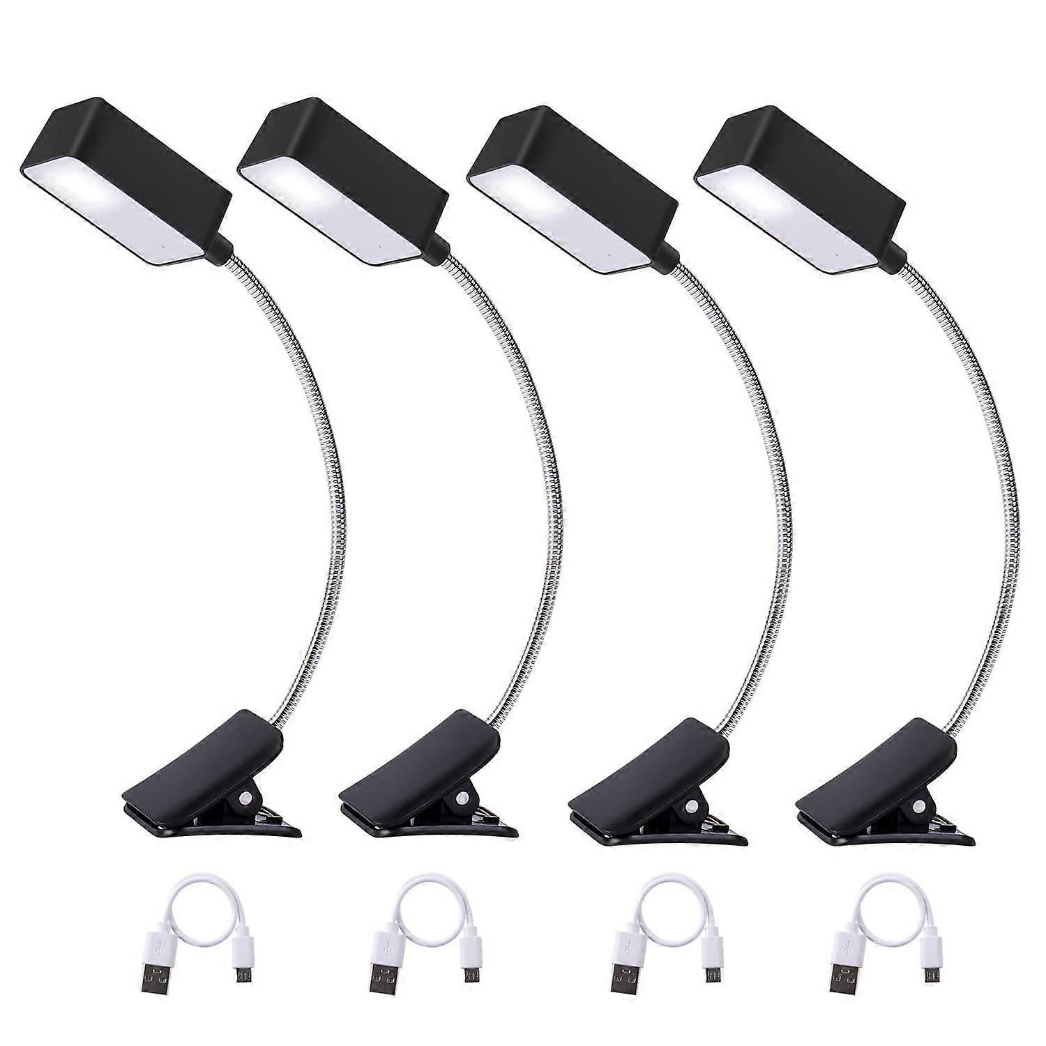4 Pack Rechargeable Book Light Bulk, Clip on Book Reading Lamps, LED Book Light for Reading in Bed, Eye Caring Stepless Dimming 3 Color Temperatures,