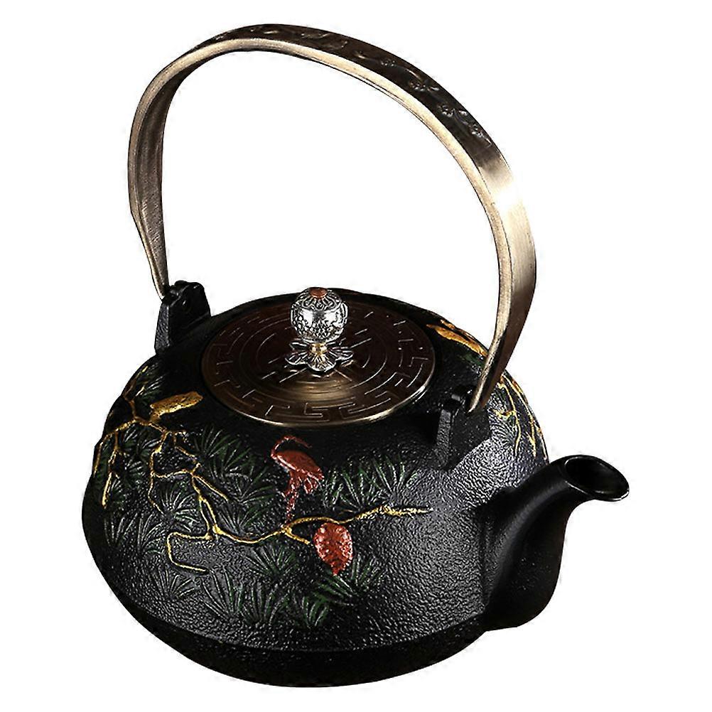 Vintage Cast Iron Teapot with Infuser – Uncoated Antique Design for Loose Leaf Tea, Relaxation and Stress Relief