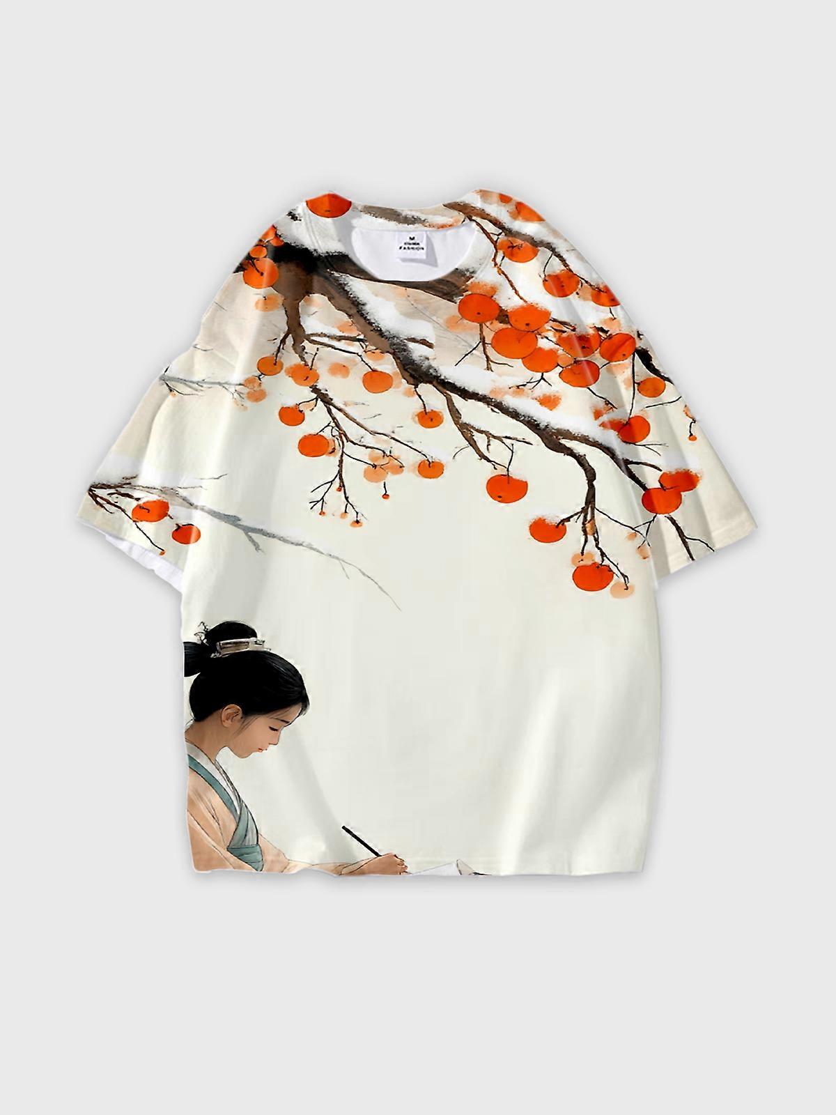 T-Shirt Short Sleeve Round Neck, Summer Casual Loose Graphic Tee, Unisex Pattern W2162