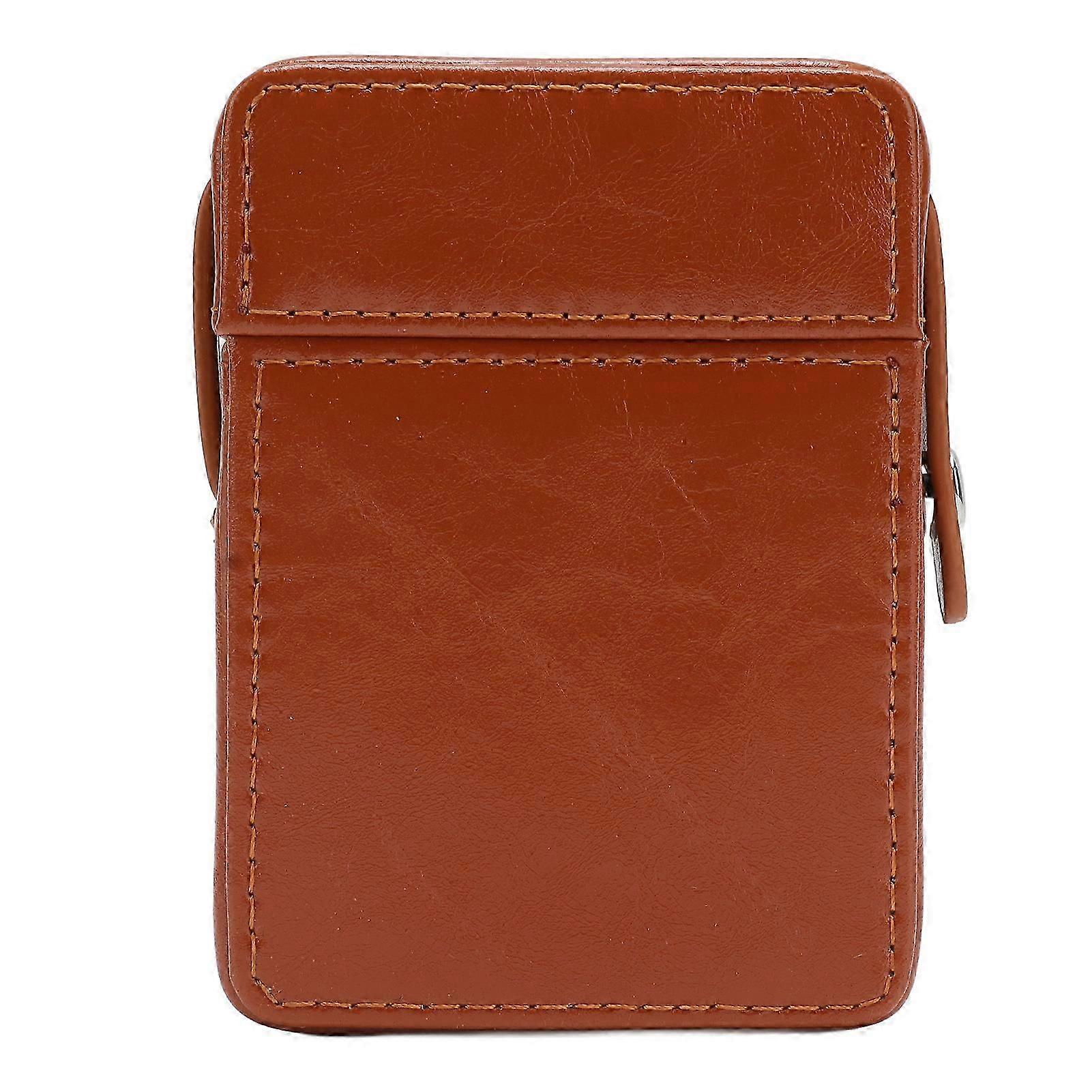 PU Leather Cigarette Case 20pcs Capacity Pressure Resistant Portable Men Cigarette Lighter Cigarette Case for Men Apricot