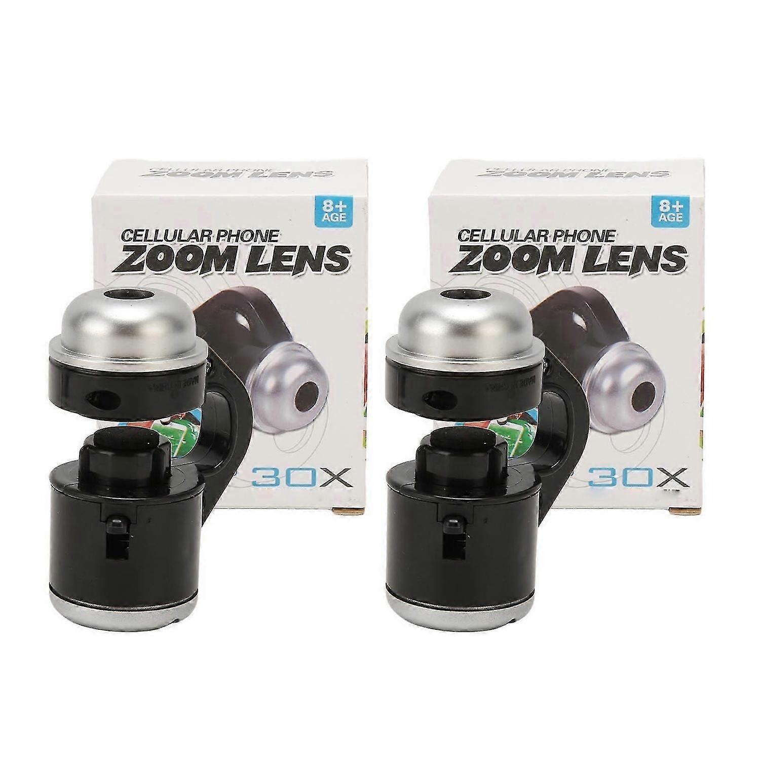 2025 Nejnovější Model 2ks Telefon Mikroskop 30x Zoom LED Mikroskop Přenosný Klip