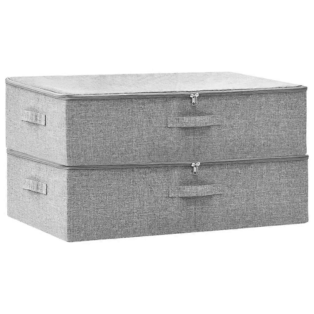 2 Pcs Fabric 70X40x18 Cm Grey Storage Boxes