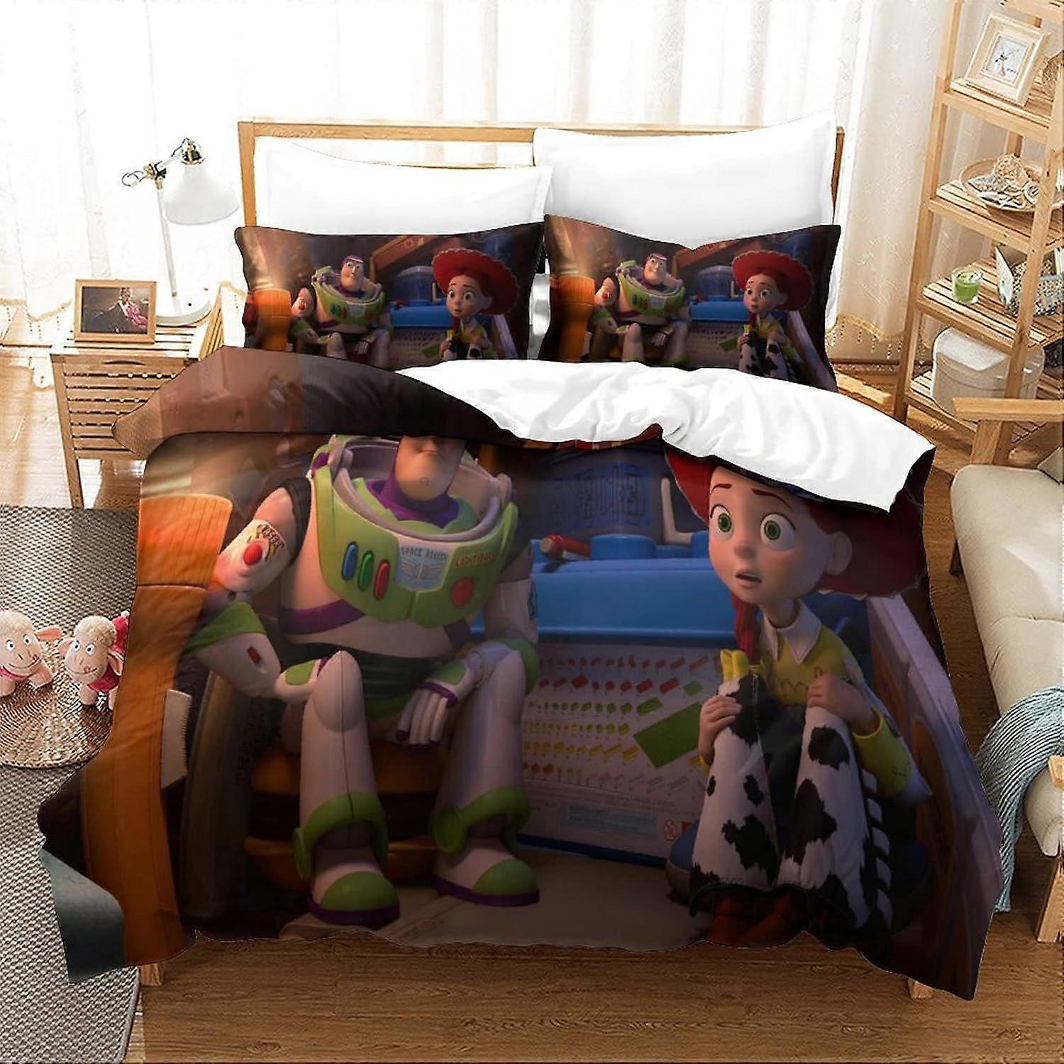 Bedding Single Bed Set Toy Story Printed Single Size Bedding Sets Super Soft Microfiber Duvet Covers with Zipper with Pillowcases Hypoallergenic 140x2
