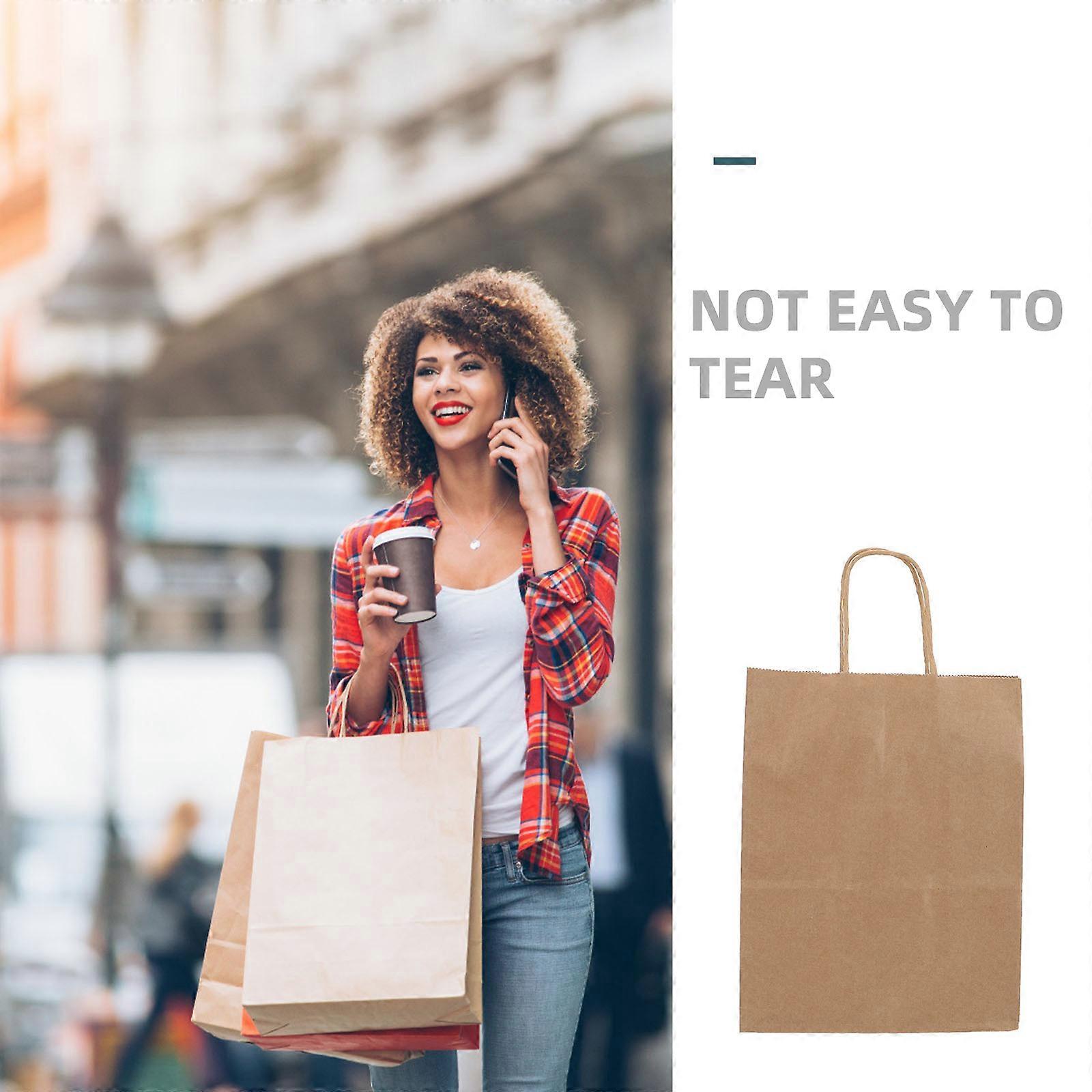 Paper Bags Kraft Rectangular Shopping Packaging Khaki Biodegradable for Gift Giving 50Pcs