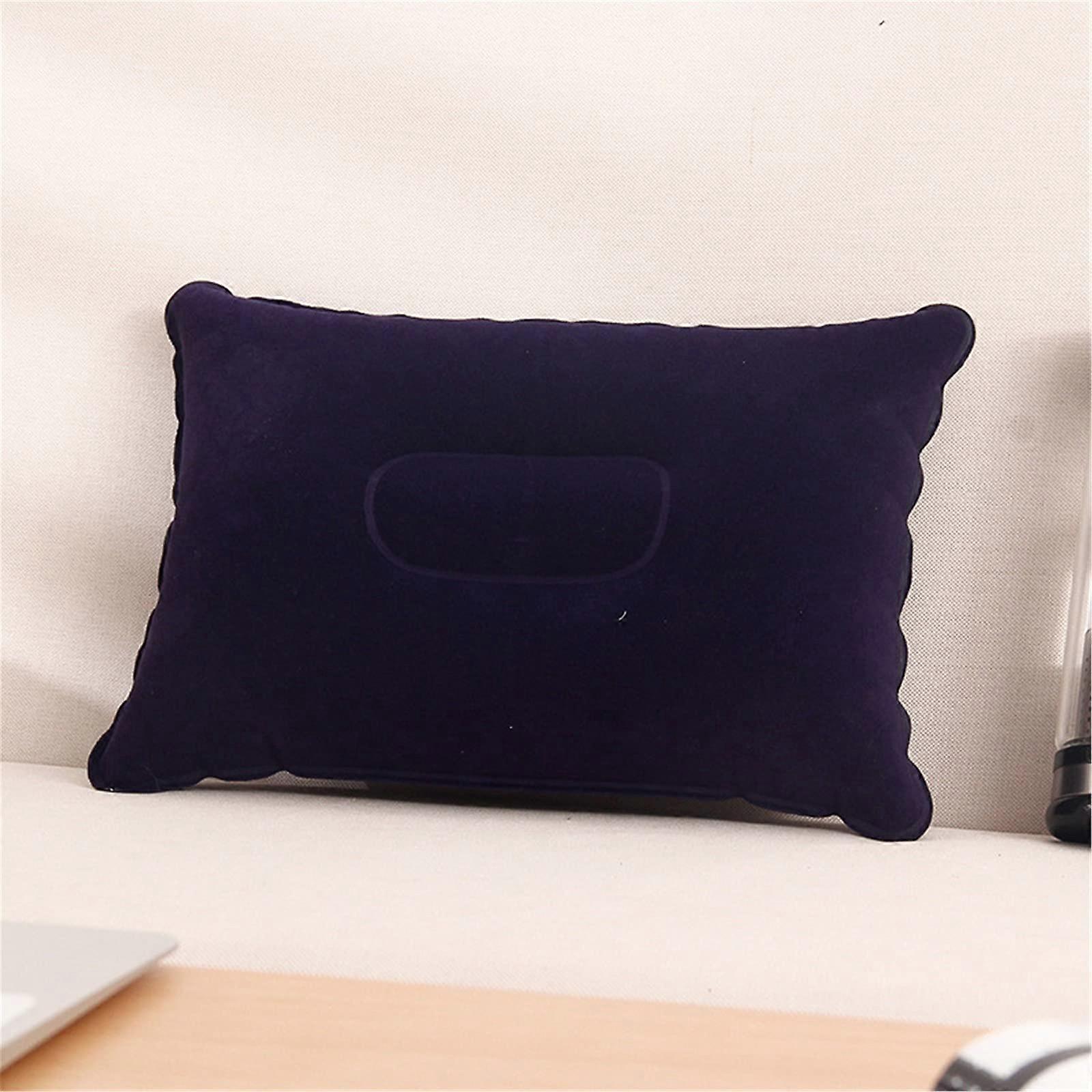 Inflatable Double Flocking Air Cushion Portable Folding Pillow For Travel Camping Sofa Bed Comfort Purple One Size