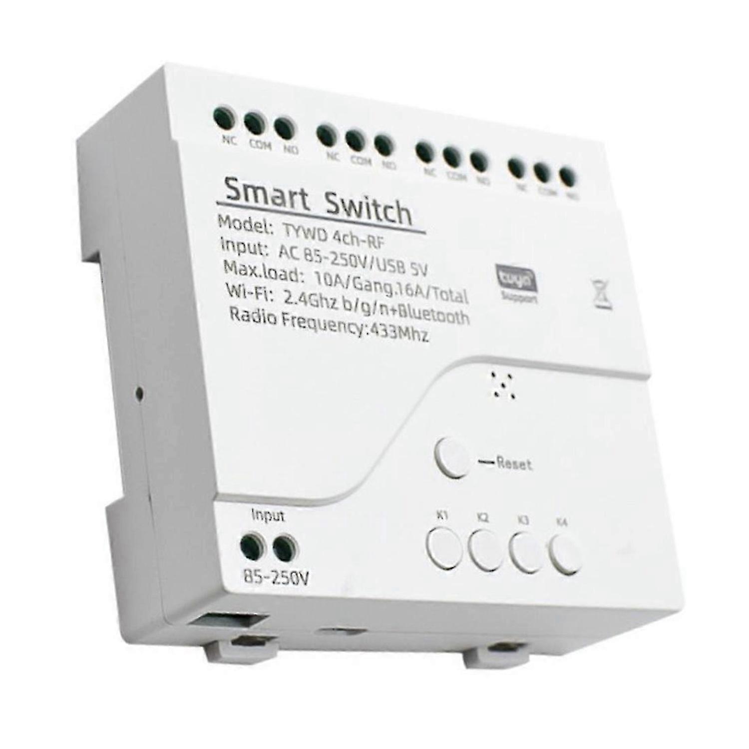 Tuya Smart Wifi Motor Switch Module RF 433 Radio Remote Control 4CH Inching Relay for Alexa Home, 4C