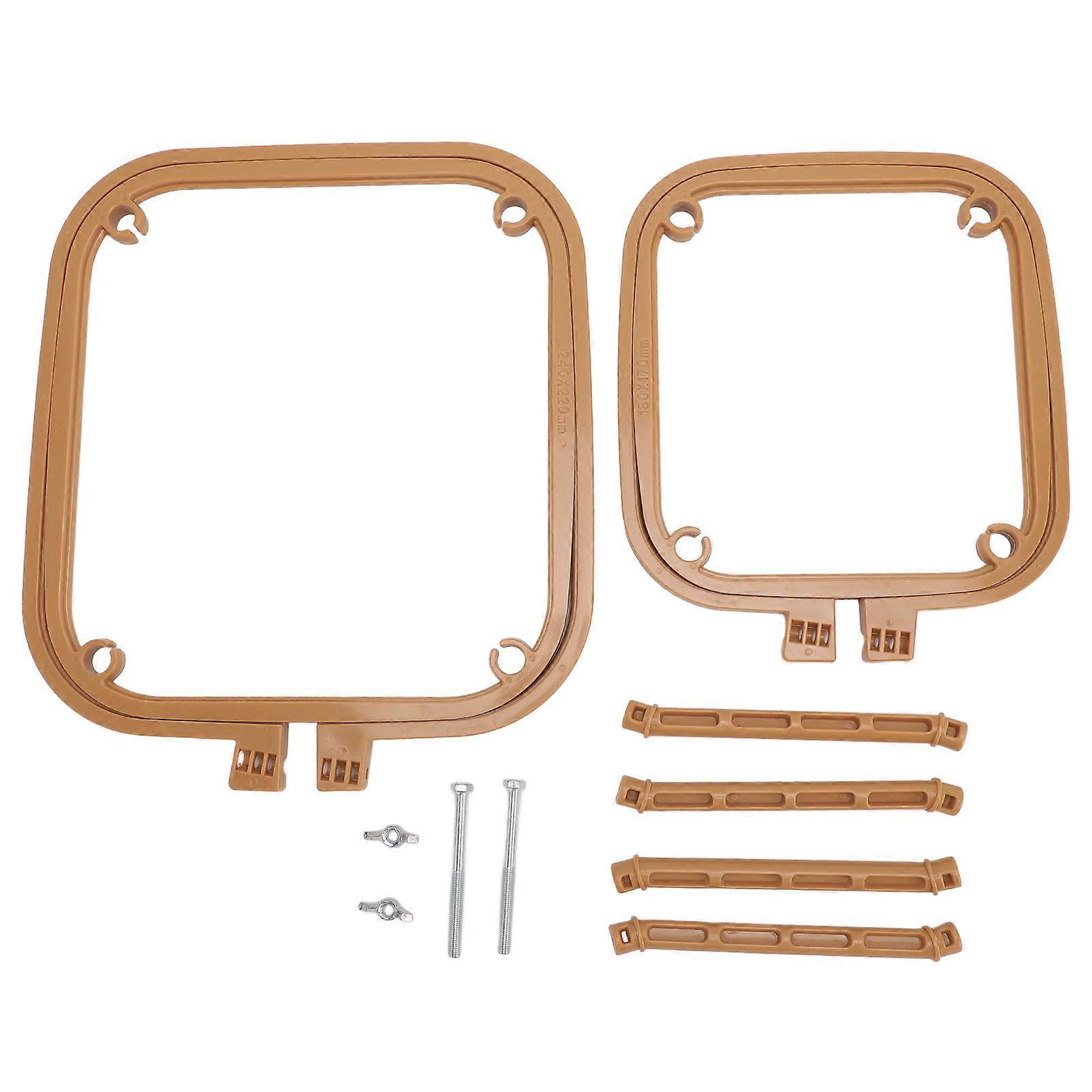 Cadre de broderie double couche, support de cerceau de point réglable intégré en ABS, outil de support de broderie pour bureau kaki