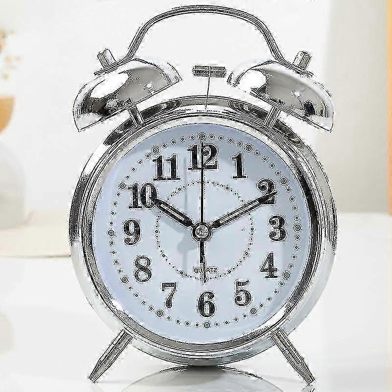 Retro Alarm Clock, Old Fashioned Bedside Alarm Clock With Non Ticking Twin Bell
