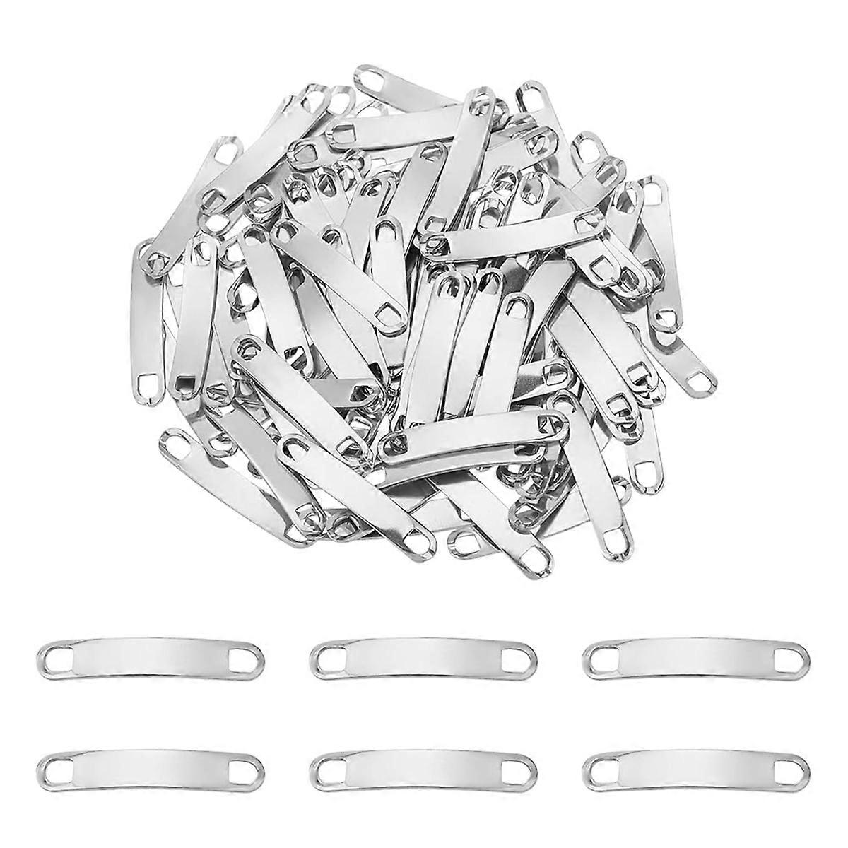 100Pcs Stamping Blank Tag 34mm Stainless Steel Link