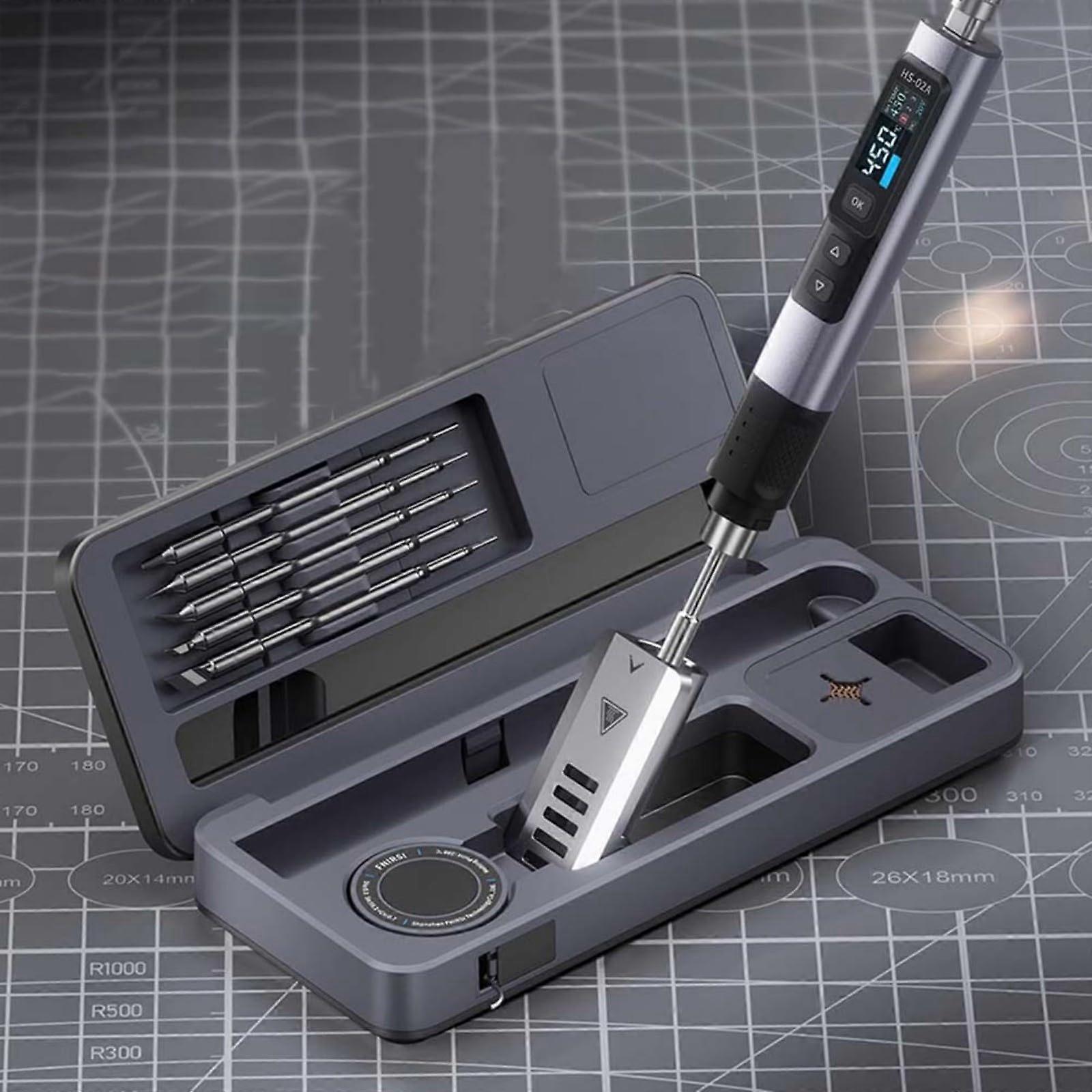 Portable Smart Soldering Iron Station HS02B With Storage Box TypeC PD Charging 924V 100W 100450C Temp 3 Tips EU