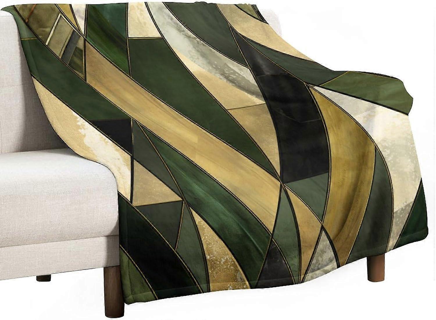 Light Yellow Dusty Blue Bohemian Flannel Blanket 30"x40" - Soft Throw for Sofa, Bed, Car - Compatible with Secret Tribe Pattern