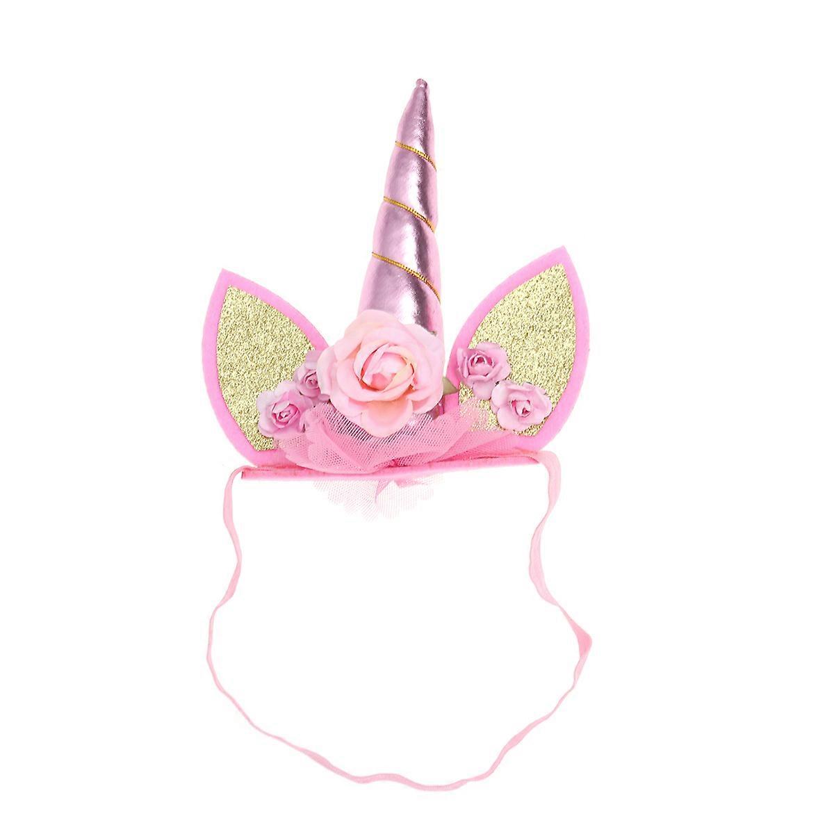 Unicorn Headpiece for Children with Floral Decoration for Party