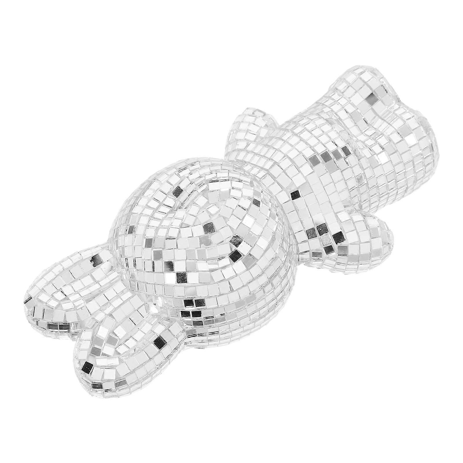 Silver Disco Ball Rabbit Figure for Decoration 2Pcs Mosaic Easter Decor