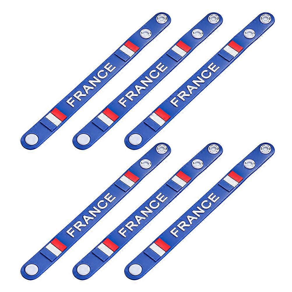 Football Competition Silicone Bracelet France Flag 6Pcs Set