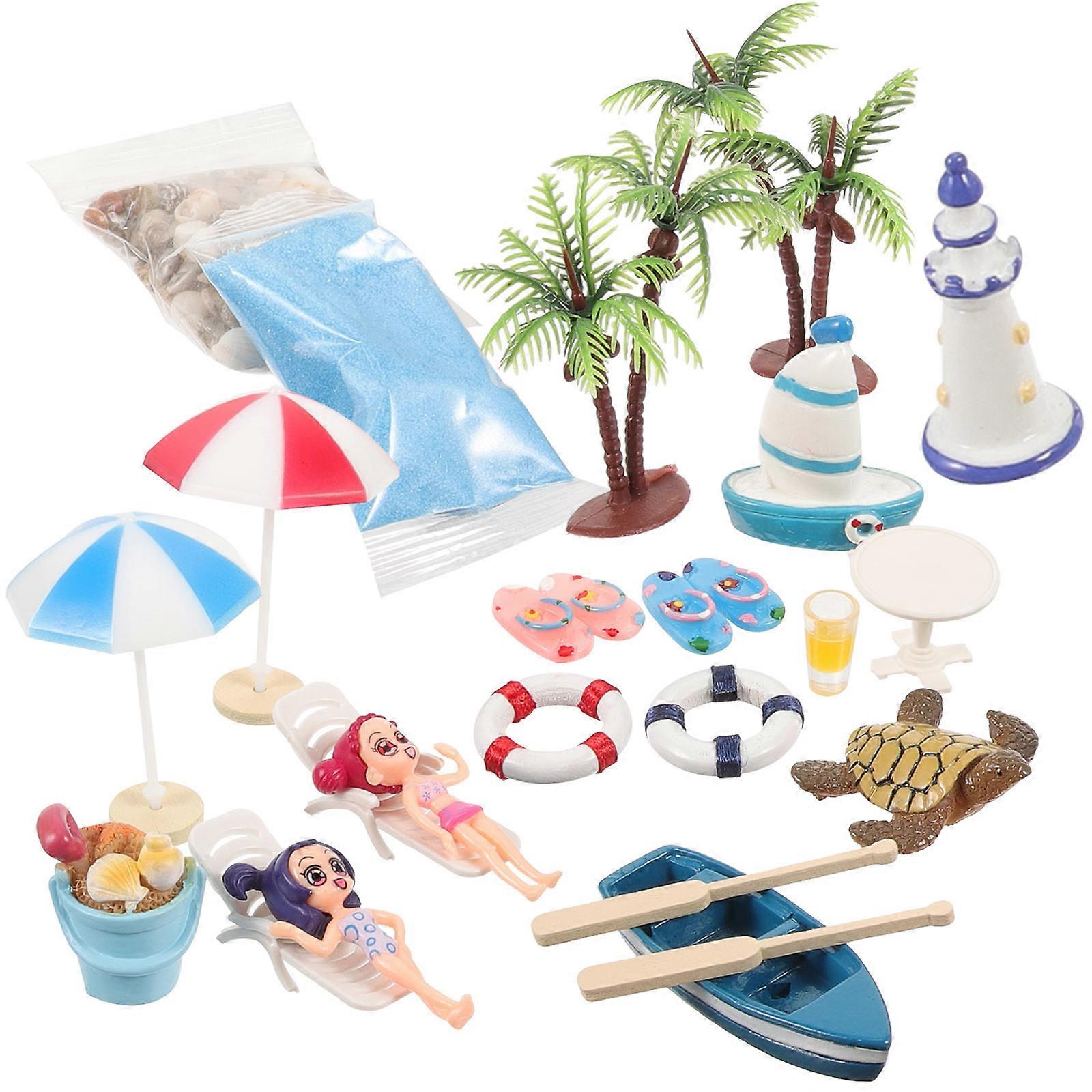 Micro Beach Style Decor Mini House Accessories for Display 3Sets