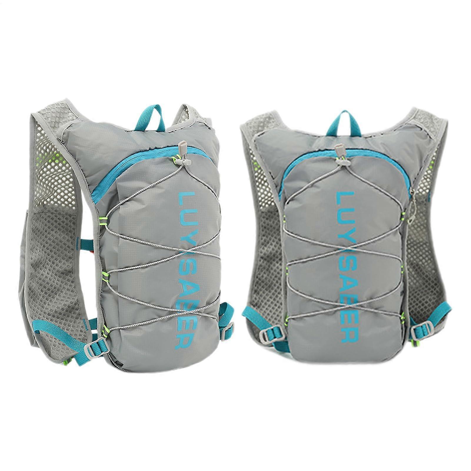 Hydration Running Pack 1.5L Trail Bladder, Ventilated Back Padding, Soft Fabric Water Vest, Lightweight Sports Pack Gray