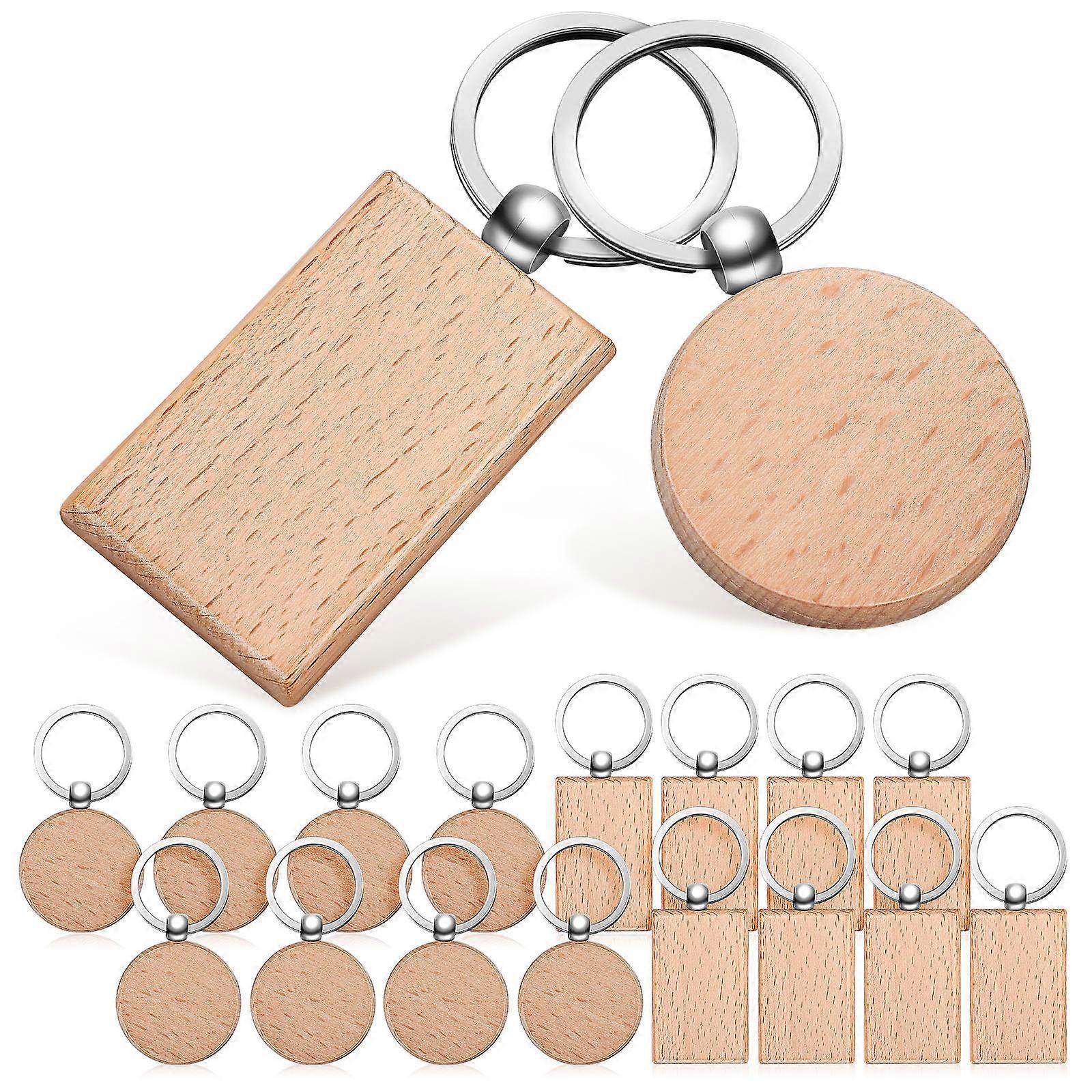 Wooden Keychain Blanks 54 Pcs Chic Key Decoration For Craft Enthusiasts Daily Use Special Shape With Blank Design