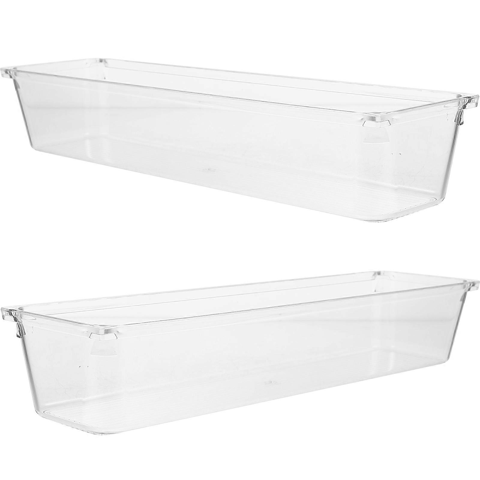 Transparent Makeup Desk Organizer For Bathroom And General Users 30X7.5X5.5CM Large Capacity Design 10Pcs