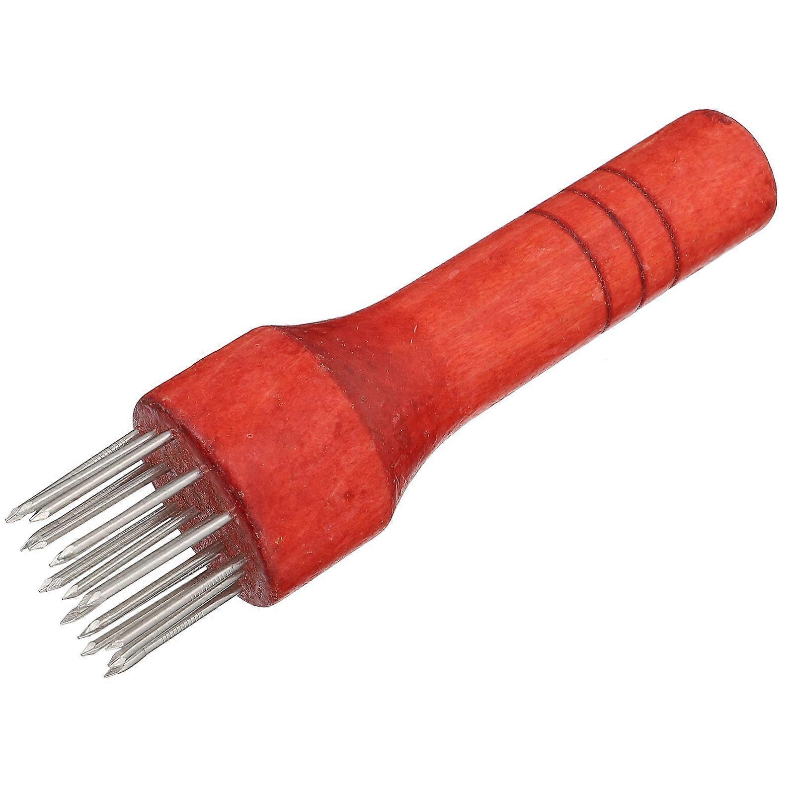 Meat Pounding Tool Steak Needle for Kitchen 2Pcs Red Handle