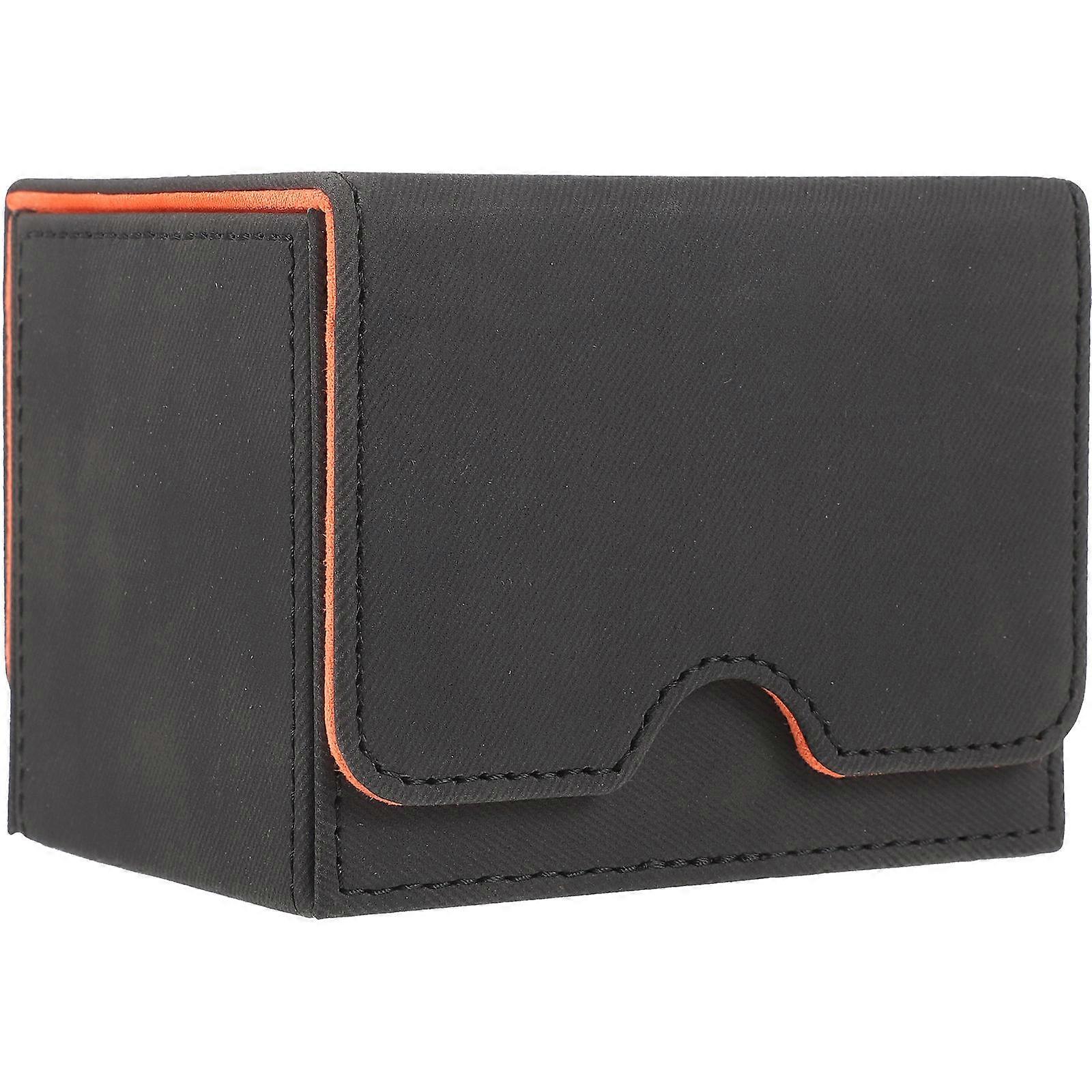 Playing Card Case 2Pcs Rectangular Organizer For Trading Cards 10.5X9.1Cm Black Simple Design Storage