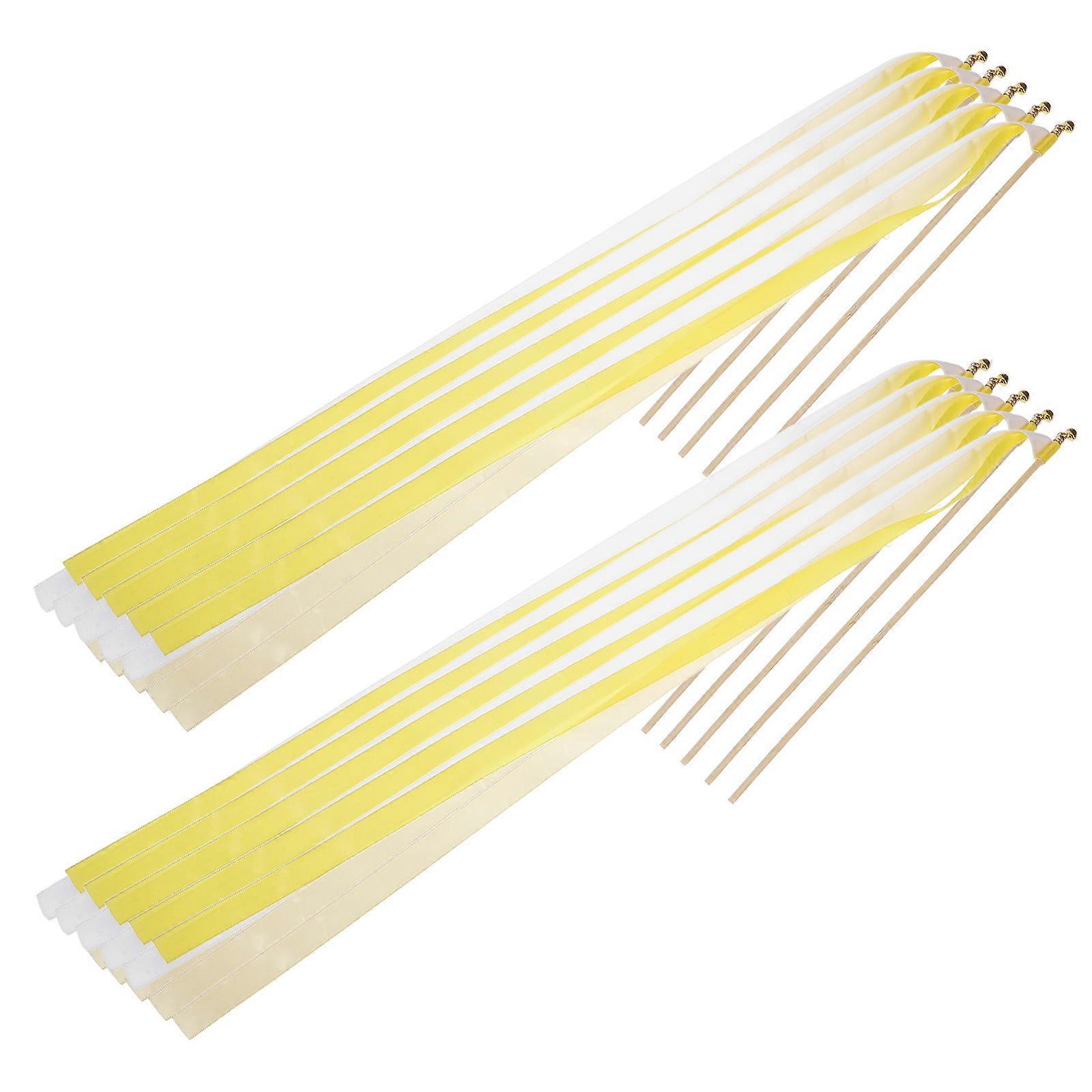 Atmosphere Enhancement Ribbon Stick Wand For Weddings And Birthday Parties 150 Pcs In Yellow Color Ideal For Party Decorations
