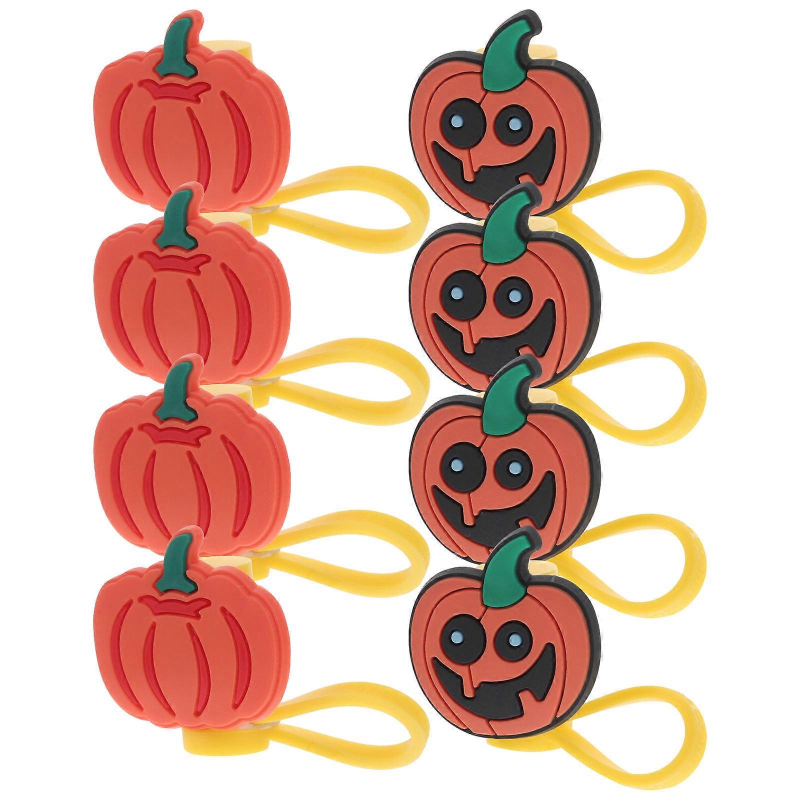 40Pcs Silicone Straw Caps for Straw with Reusable Cartoon Pumpkin Covers