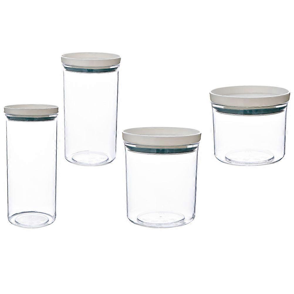 Lidded Storage Bins Food Storage Sealed Canisters Kitchen Containers 18.5x8.5cm Transparent Square Stackable Moisture-resistant 4Set