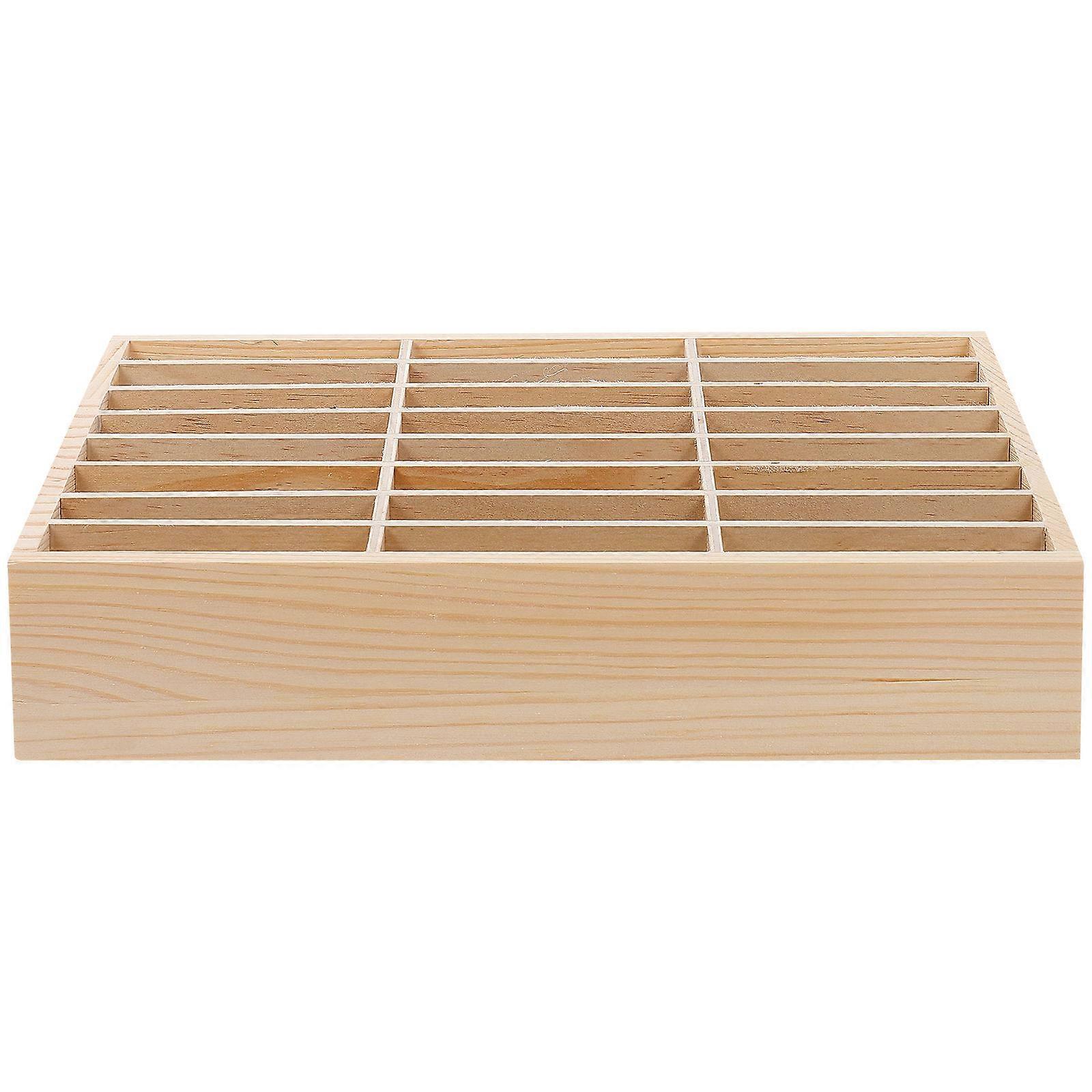 Ivory Multi-Grid Wooden Phone Storage Box for Temporary Use