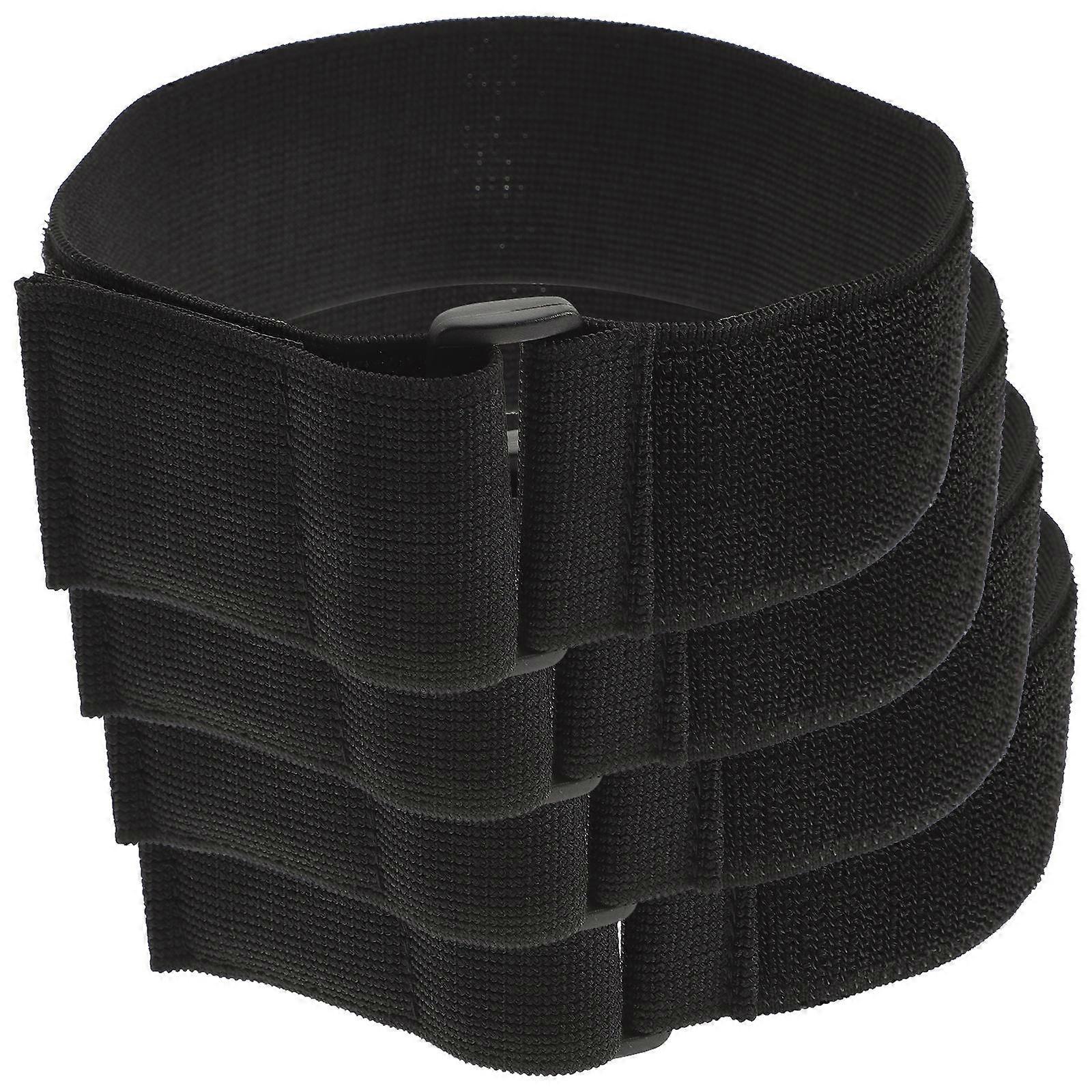 Hook And Loop Elastic Strap 4Pcs For Home Organization And Travel Black Adjustable Length Multipurpose