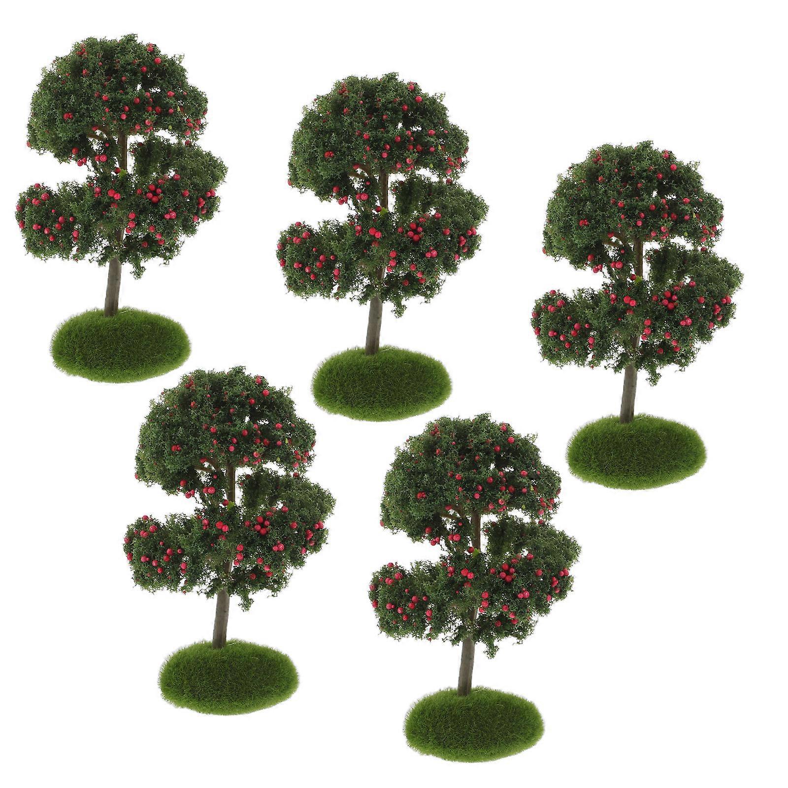 Plastic Miniature Trees For Model Building Decoration And Railway Setup - Realistic Design Red Apple Tree For Home Decoration - 20 Pcs