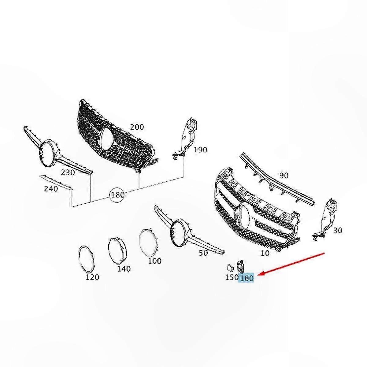 Front Radar Sensor Mount for A W176 Series - Compatible with Multiple Car Models