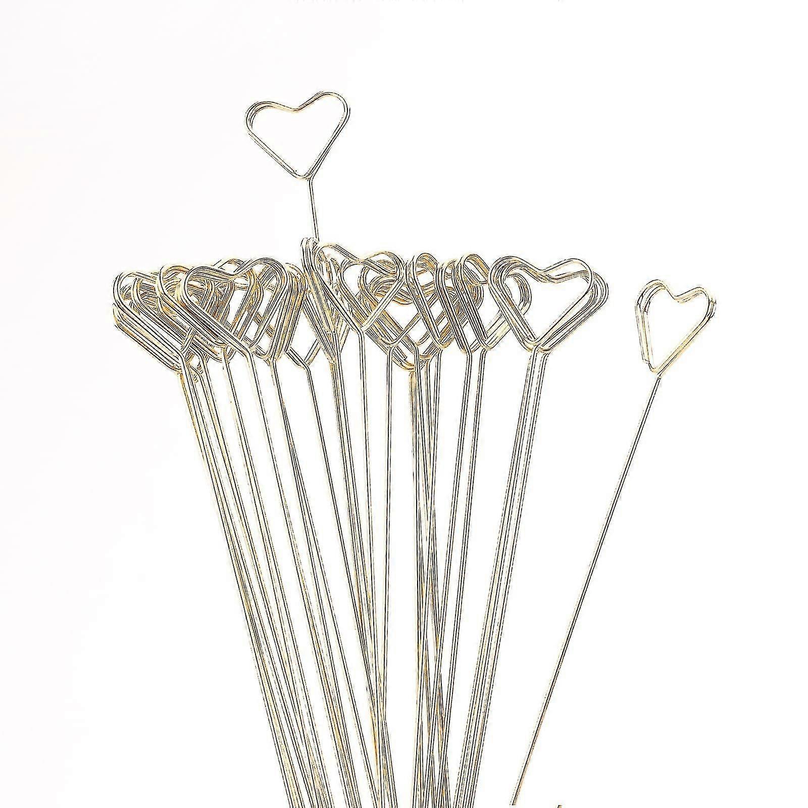 30pcsメタルワイヤーフローラルプレイスカードホルダーハートシェイプメモ花ピッククリップテーブルカードノートフォトメモホルダー