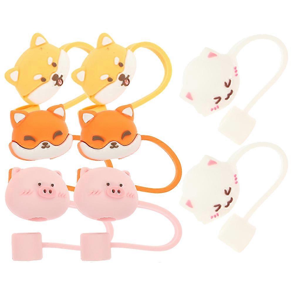 Straw Covers Cartoon Animal Shape for Straw 8Pcs Reusable Drinking Caps
