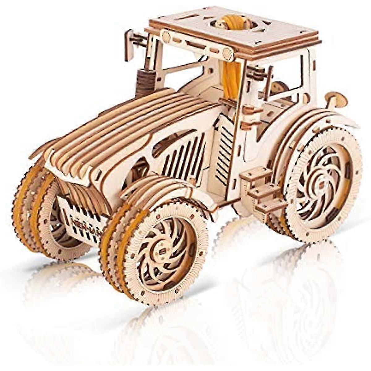 Tractor Model Kit, 3D Wooden Puzzle, Wood Construction Kit for Teens Adults to Build, Make Your Own Woodcraft Kit, Hobbies for Adults, DIY Assembly To