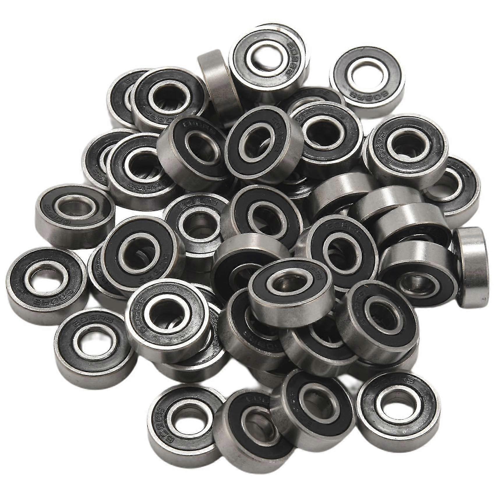 50pcs/set 608 2rs מיסב כדור Abec-5 8x22x7 מ"מ חריץ עמוק פלדת פחמן פלדת פחמן אטום מיסבים כדוריים אטומים
