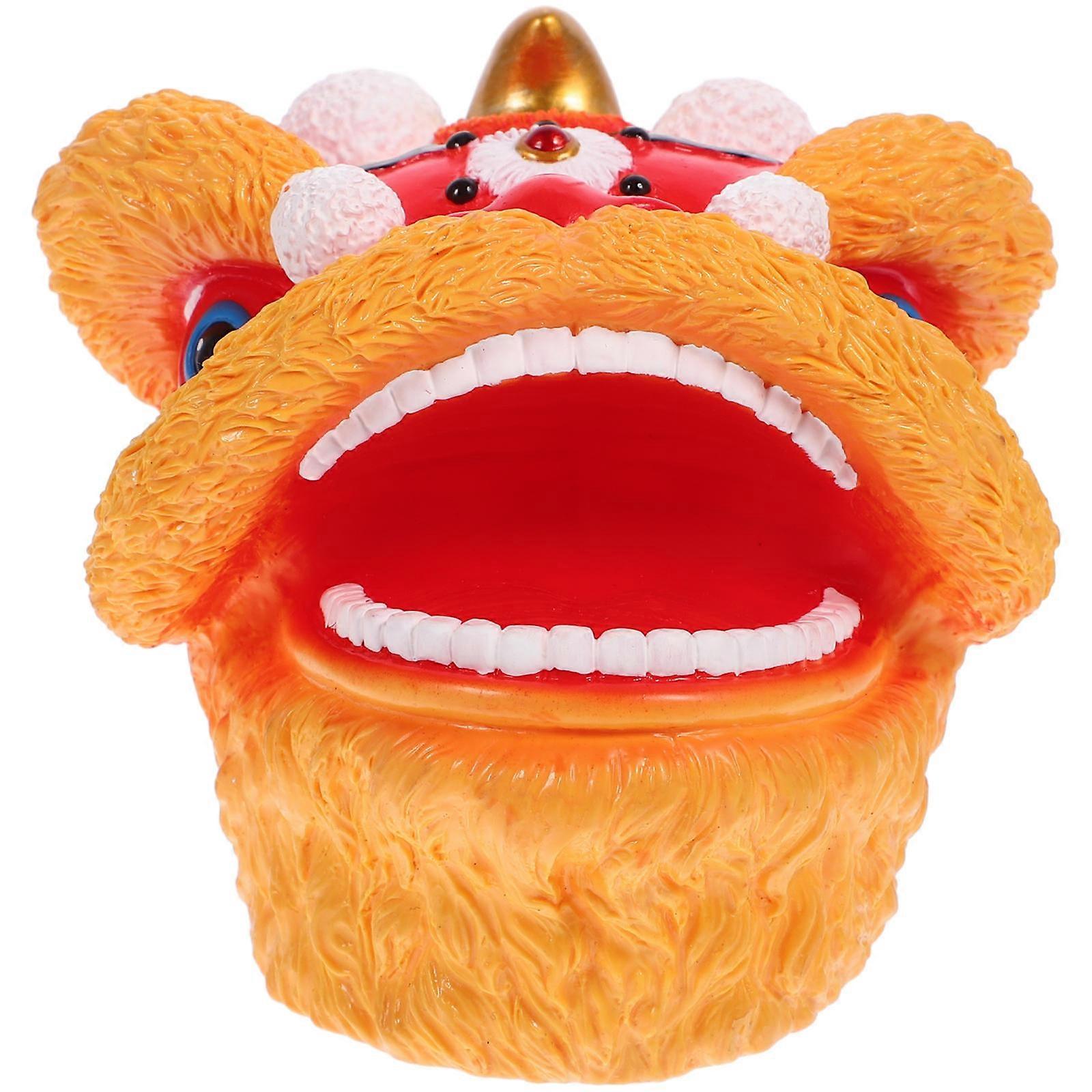 Dancing Lion Puppet Hand Animal Hand Puppet for Role Play 2Pcs Red Plastic