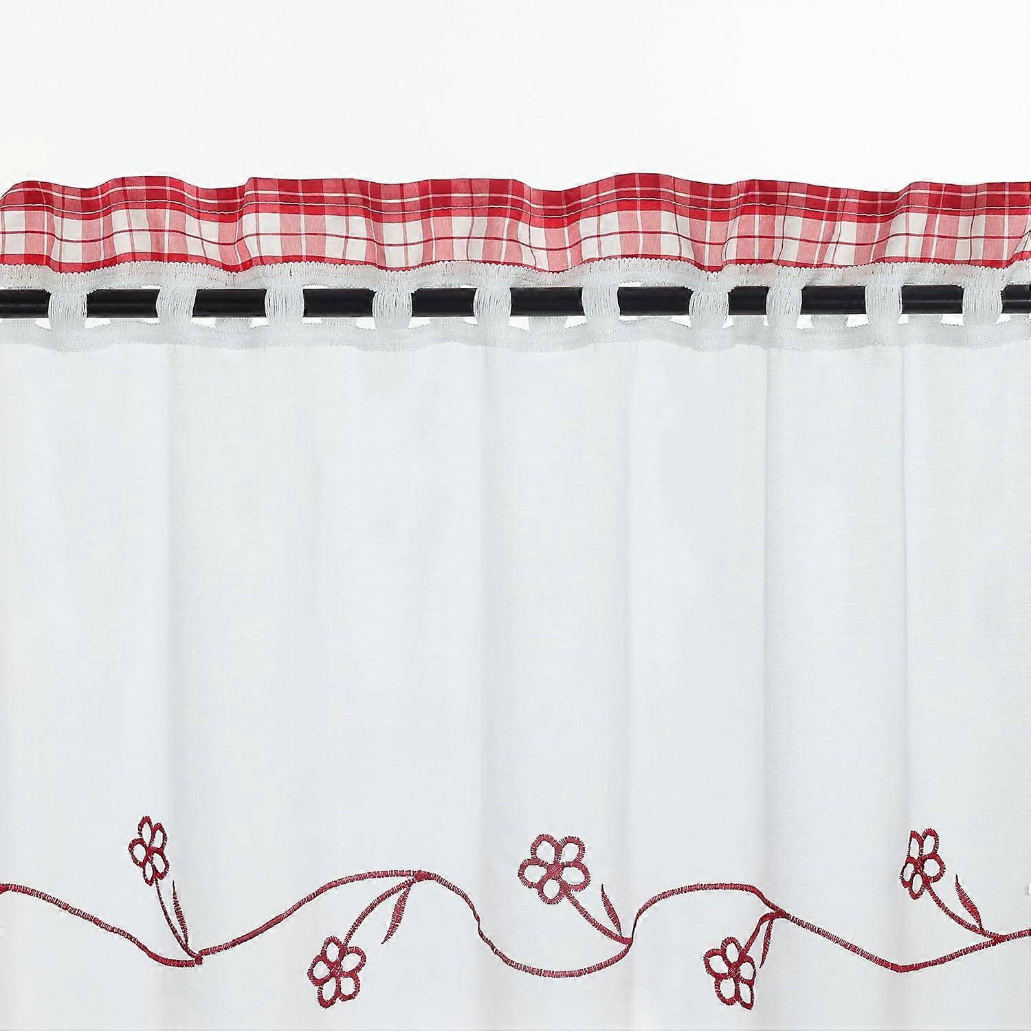 Short Kitchen Curtain, Transparent Curtains with Embroidery