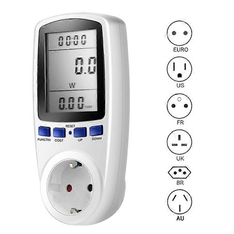 Power Meter Socket Energy Monitor Electricity Usage Analyzer with Overload Protection 3680W Multi-Country Compatible