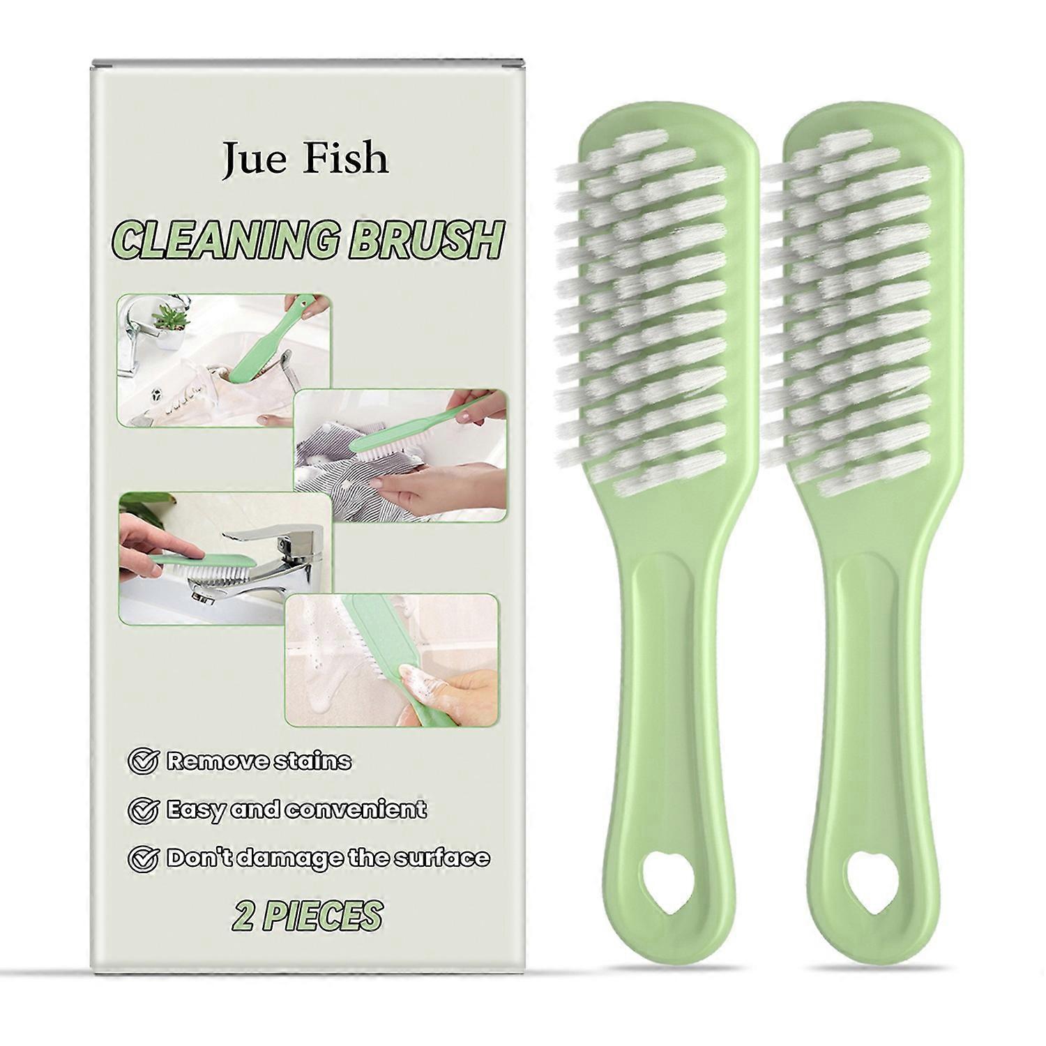 1-6PCS JUE-FISH JU-C09-0109-01 2Pcs Multi Purpose Cleaning Brush for Shoes Sink Wall Stains Removal 