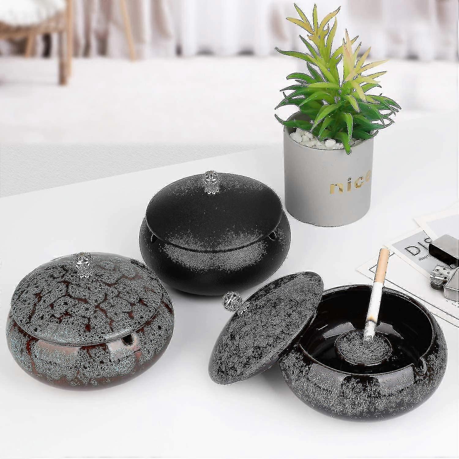 Large Ceramic Ashtray With Lids