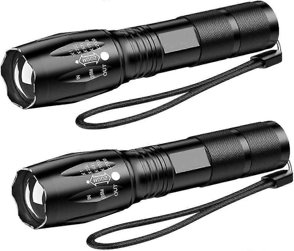 Super-bright 90000lm Xml-t6 Led Tactical Flashlight 5 Modes Zoomable 2-pack
