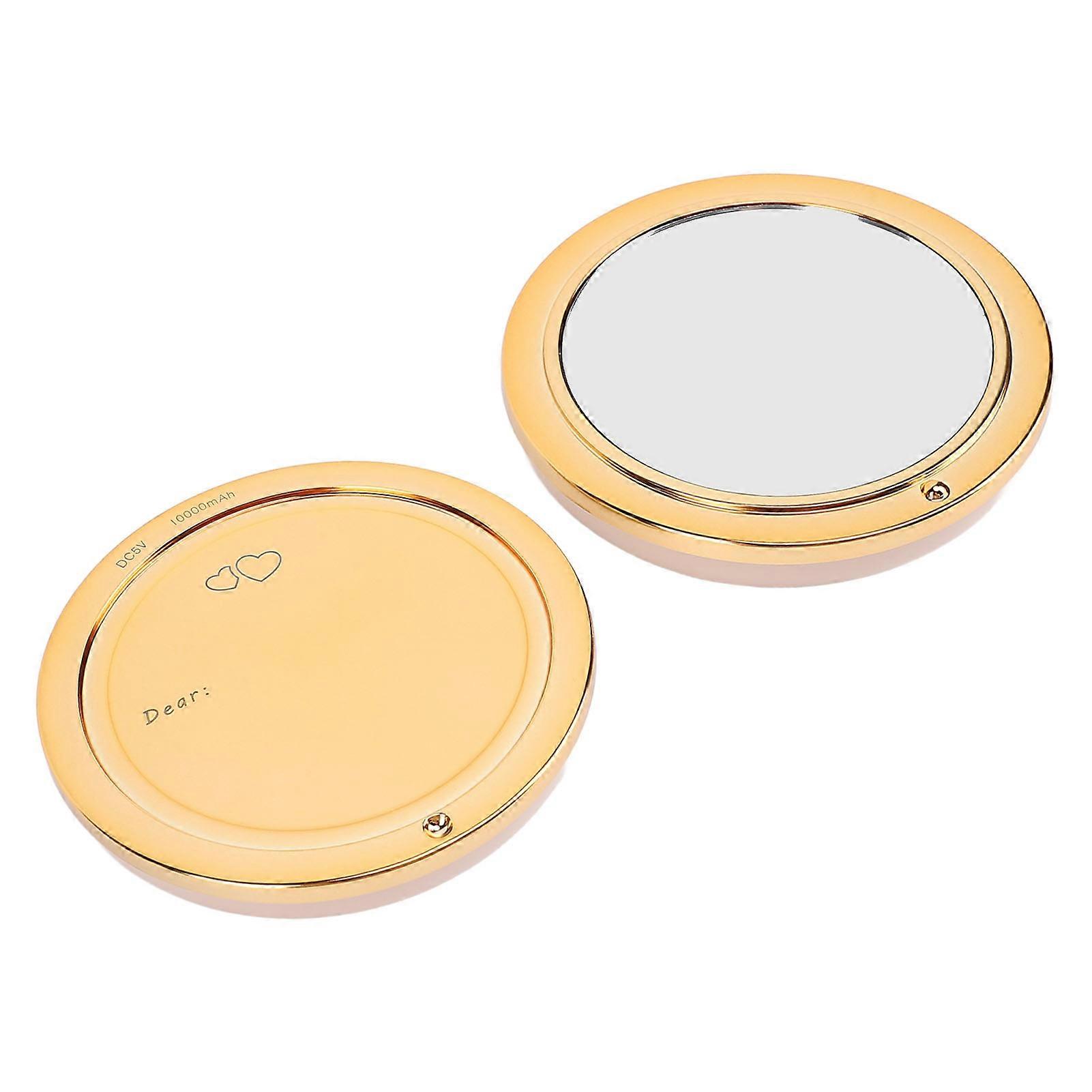 USB Hand Warmer 2 Temperatures Fast Dual Sided Heating Multifunctional Power Bank Pocket Heater with Mirror Coffee 