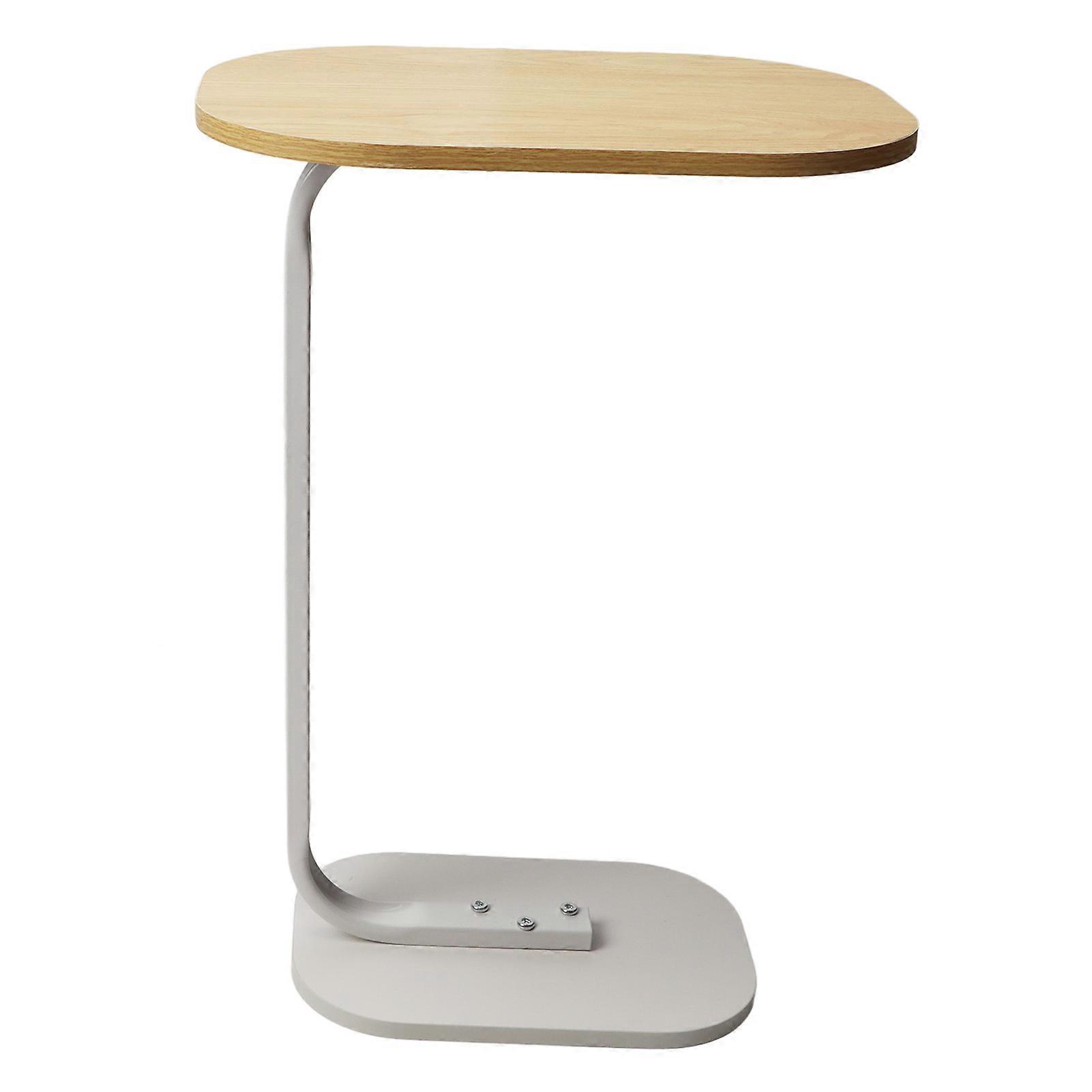 C Shaped End Table Modern Style Oval Desktop Iron Bracket Small Sofa Side Table for Living Room Bedroom Balcony 