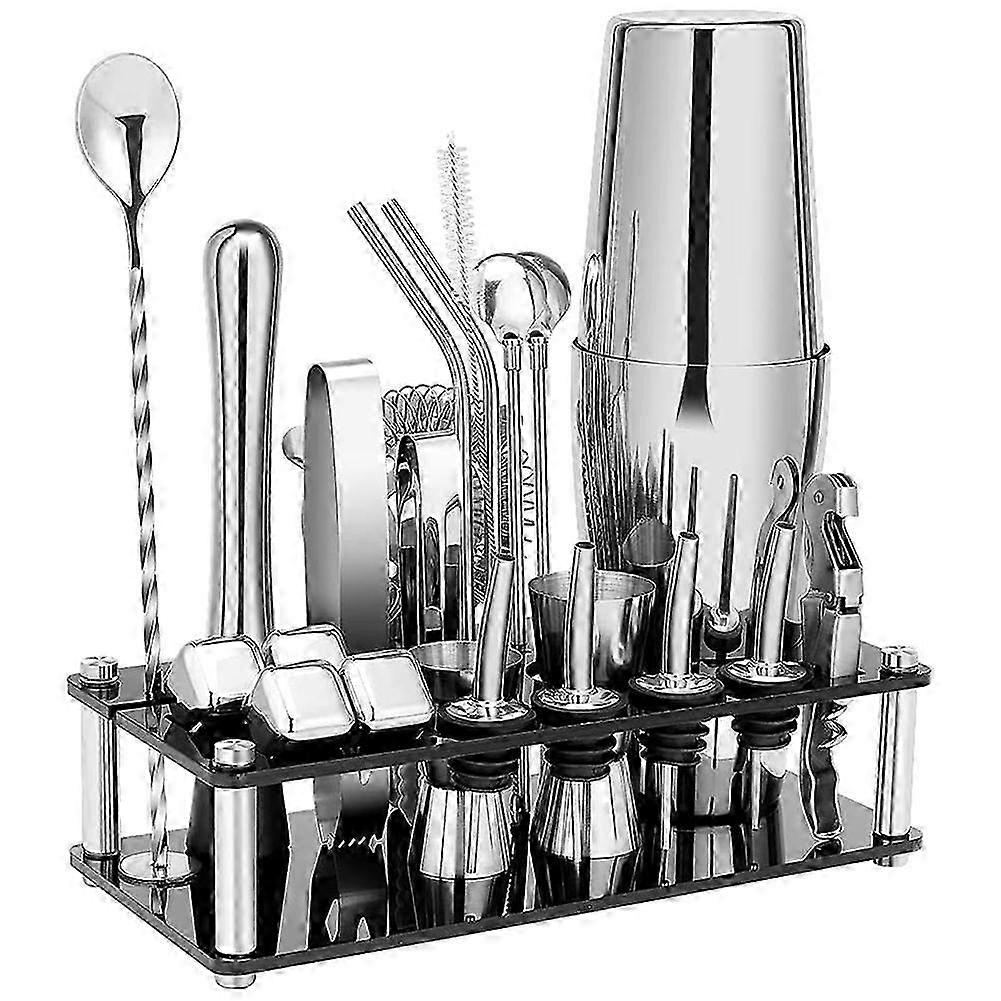 Bartending essentials kit with steel shaker & recipe book