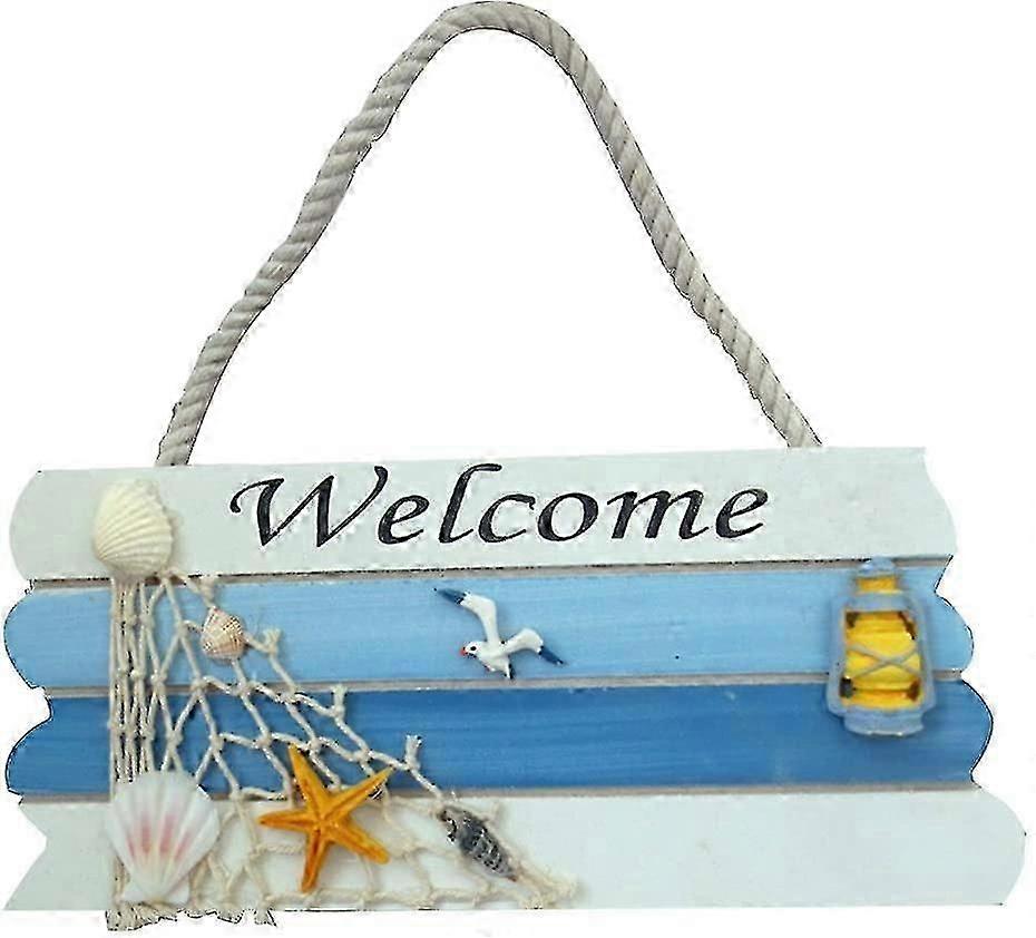 لوحة باب 2024) ترحيب خشبي بالديكور البحري ترحيب