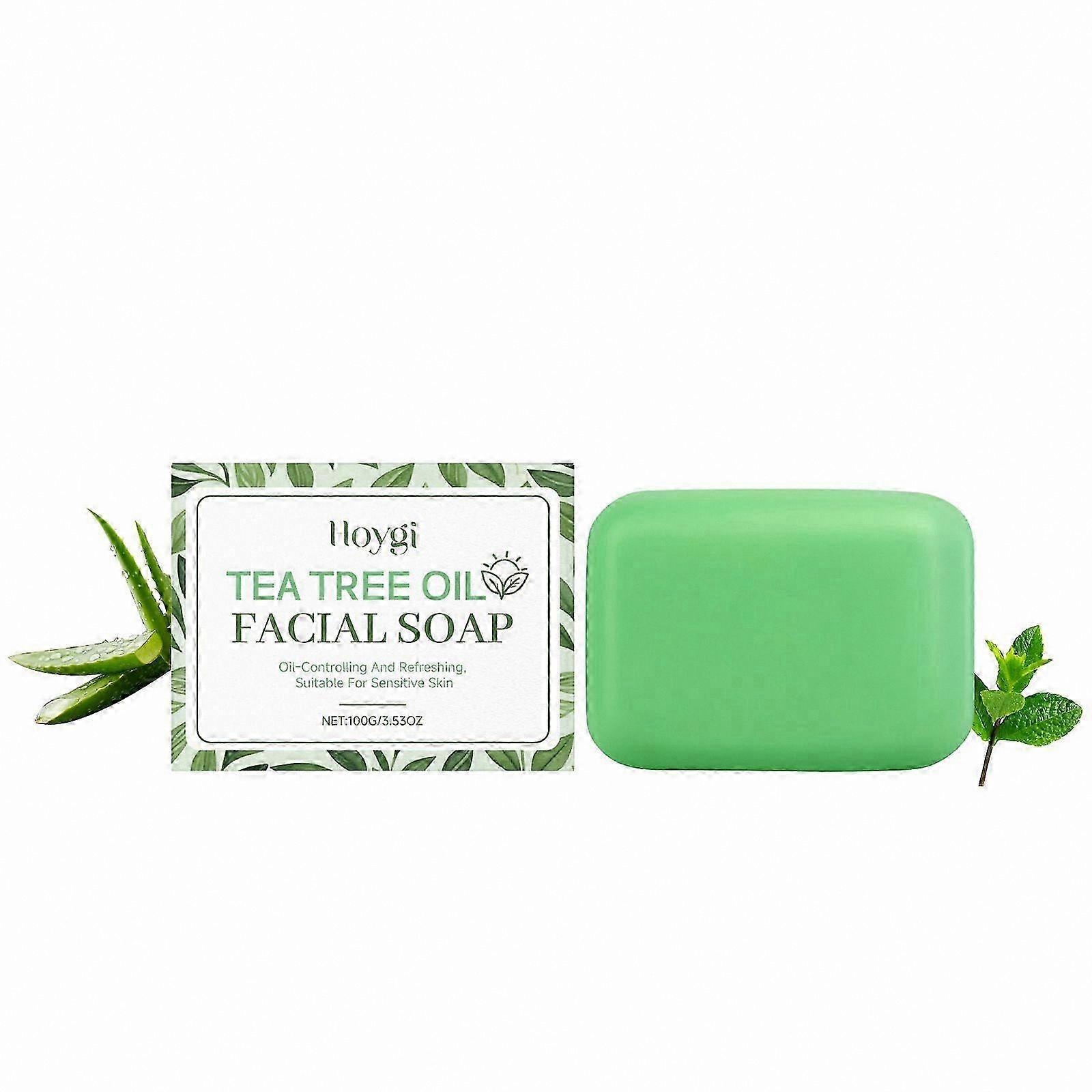 Natural Tea Tree Facial Bar Soap for Exfoliation, Gentle Cleansing, and Moisturizing Suitable for All Skin Types